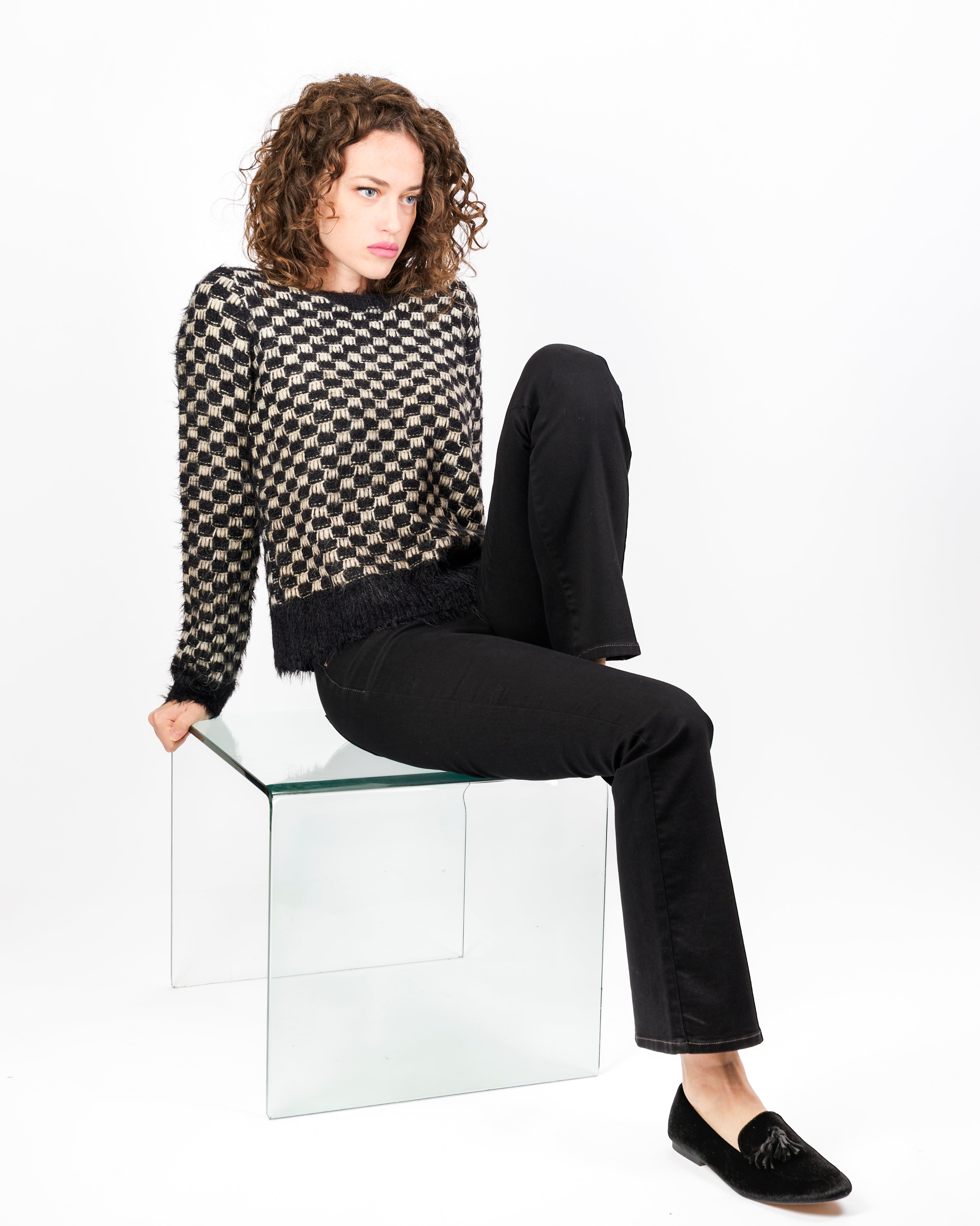 Girocollo punto quadretto