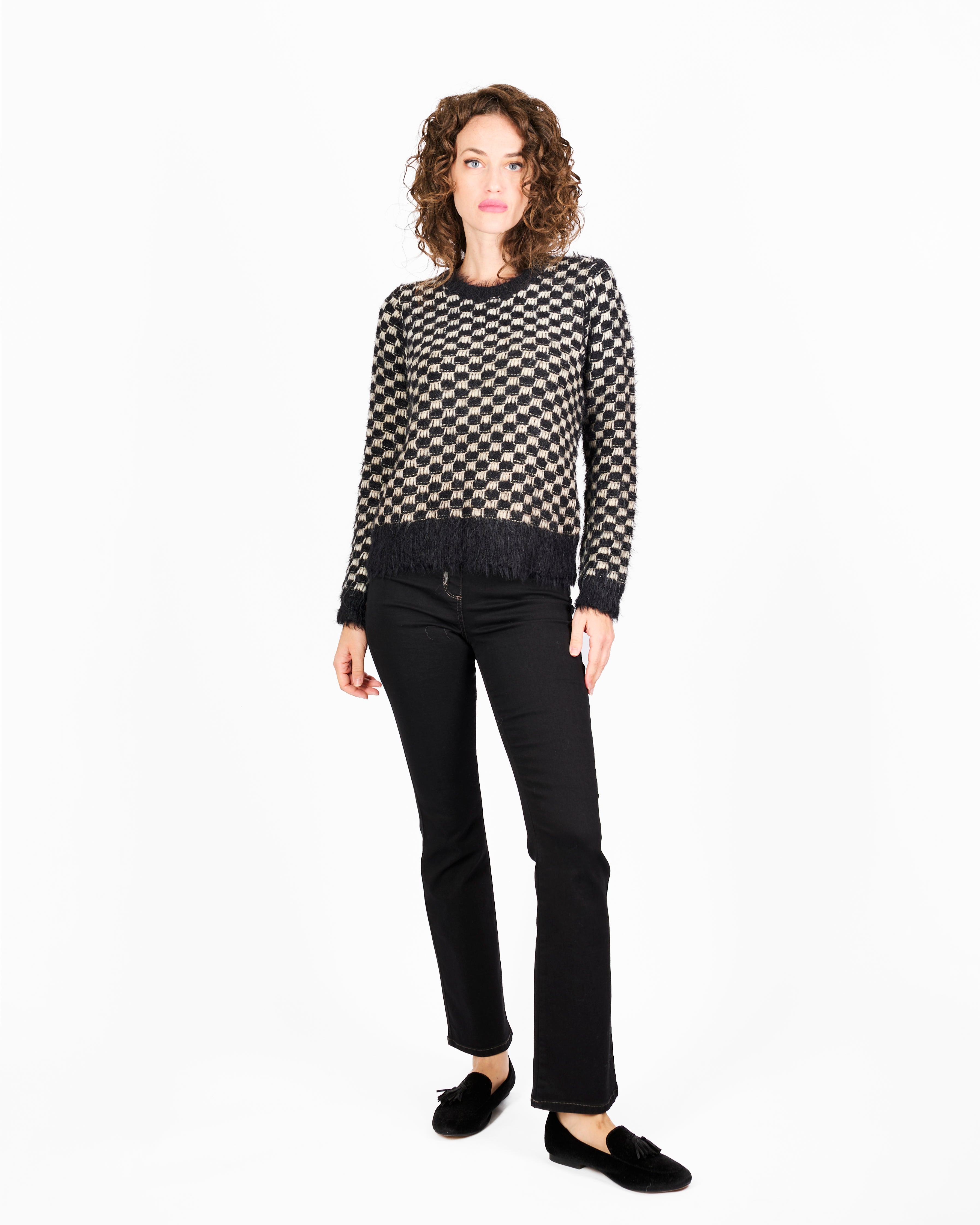 Girocollo punto quadretto