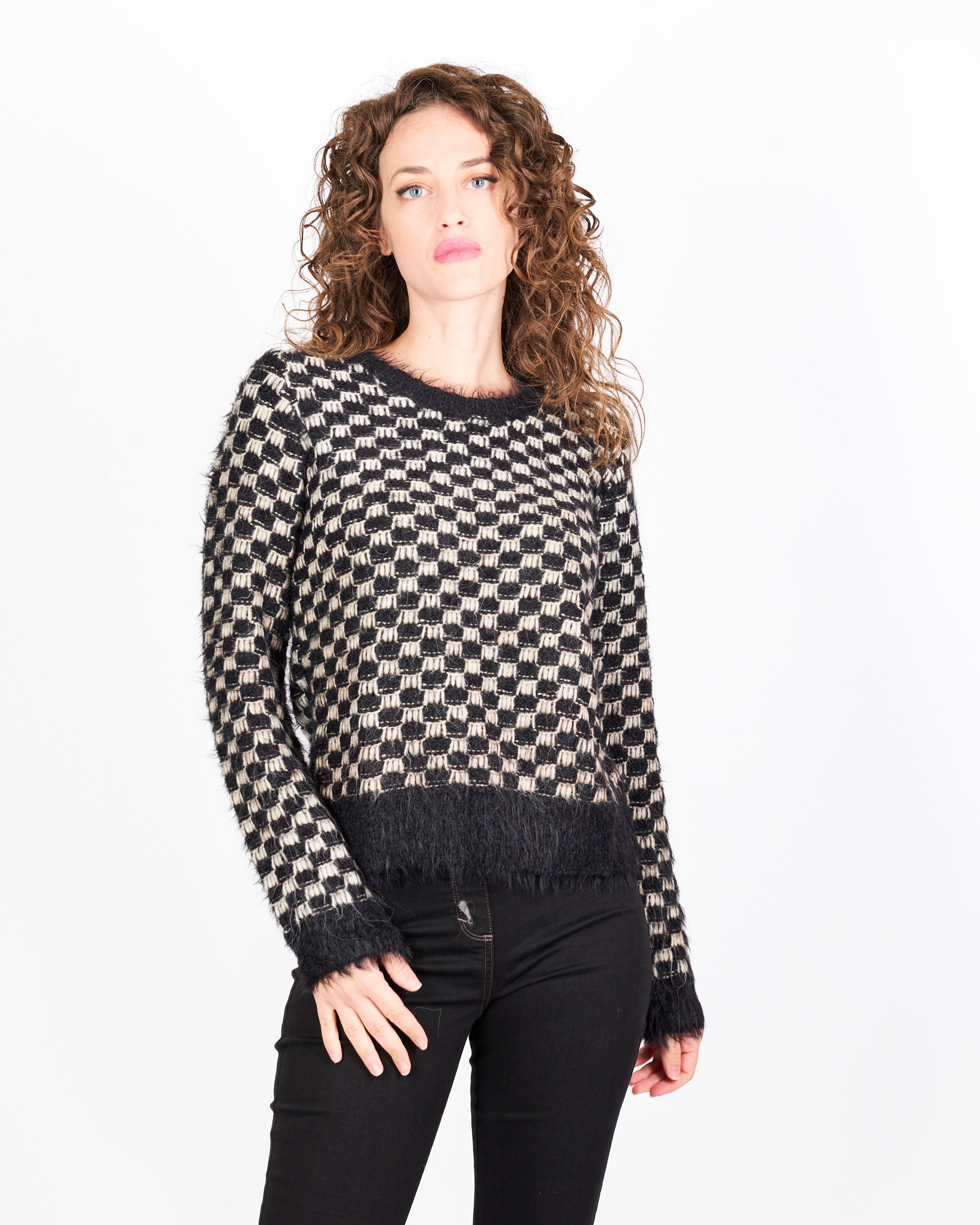 Girocollo punto quadretto