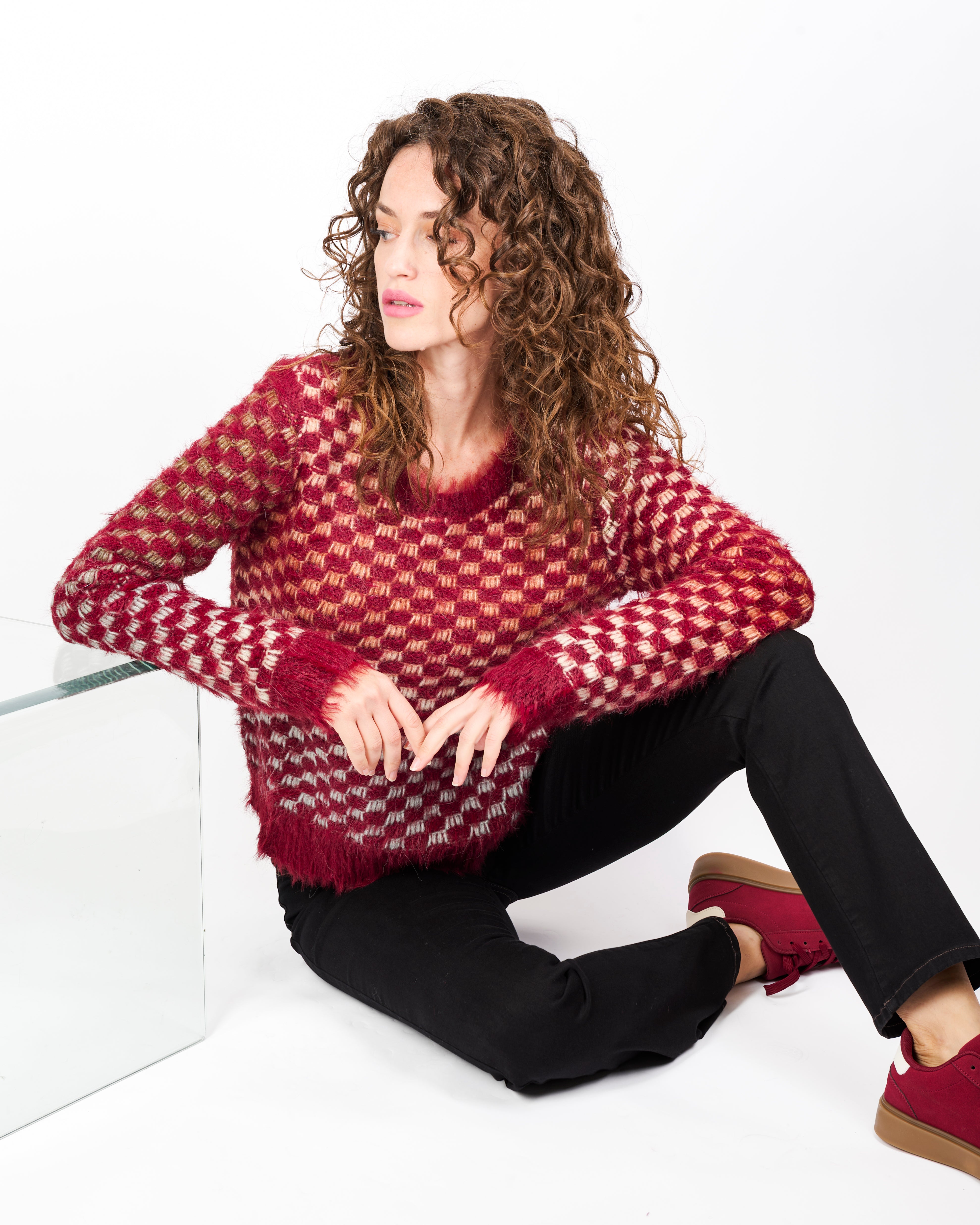 Girocollo punto quadretto