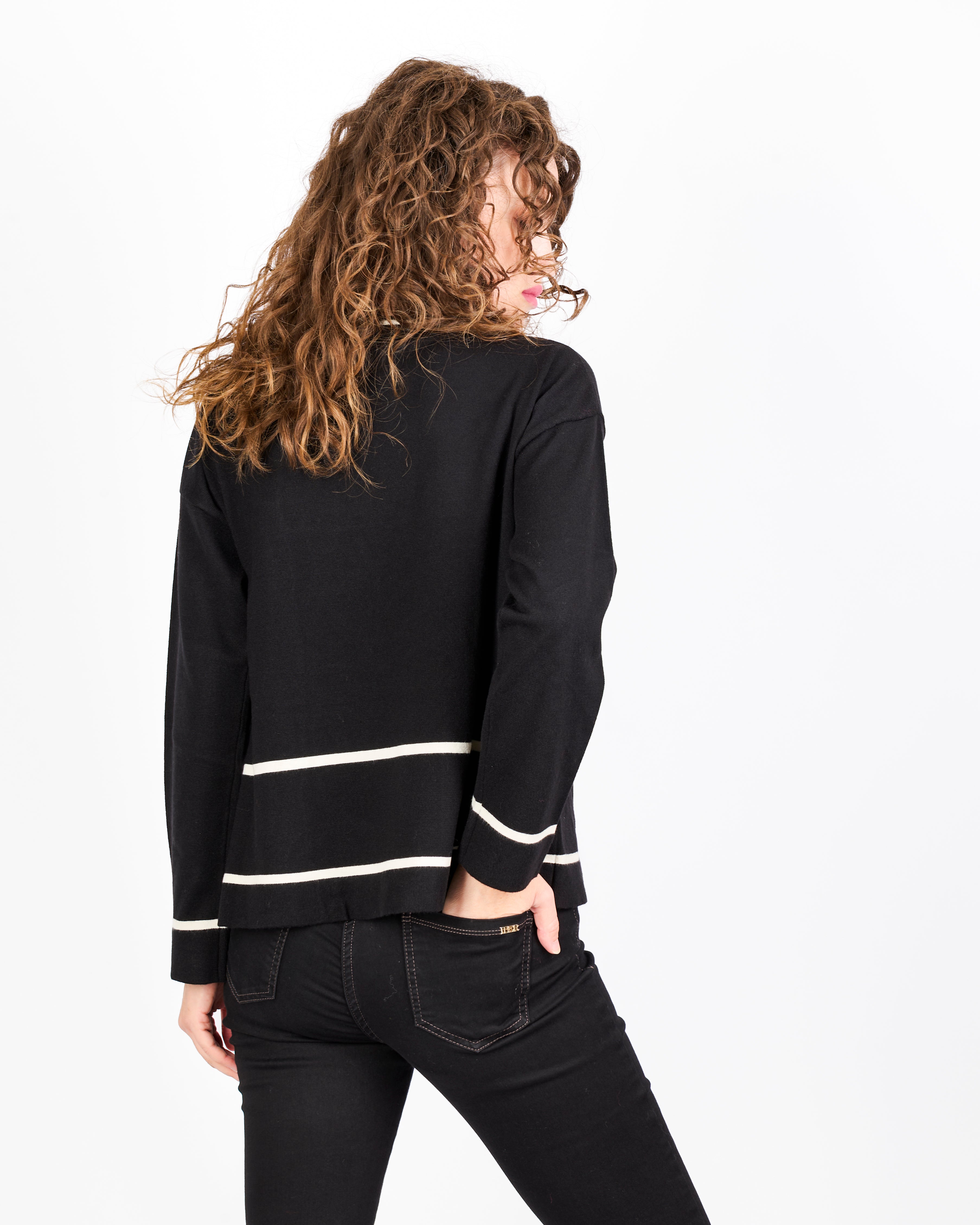 Maglia scatoletta fondo rigato con tasche 21309
