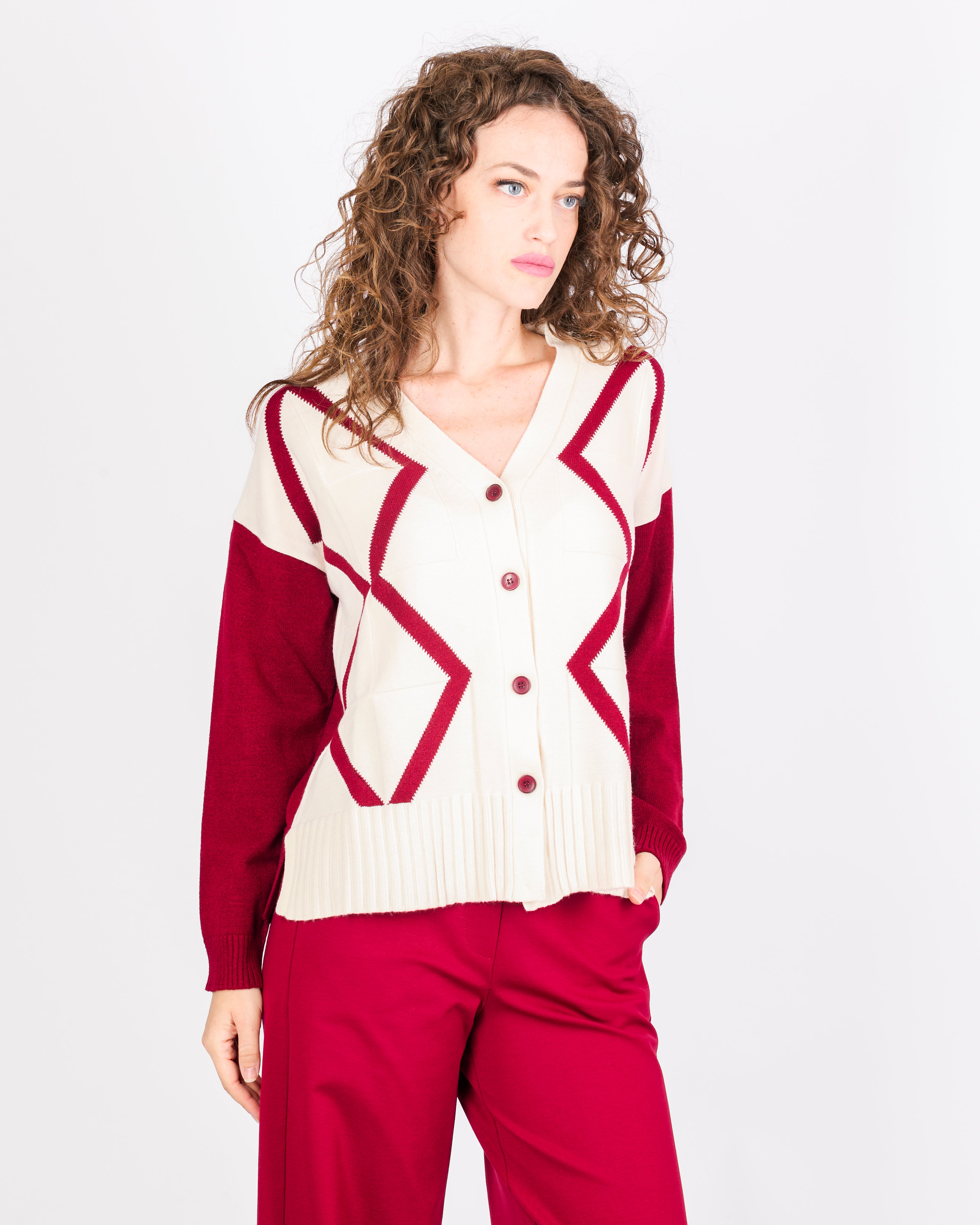 Cardigan scatoletta bottoni intarsio 21379