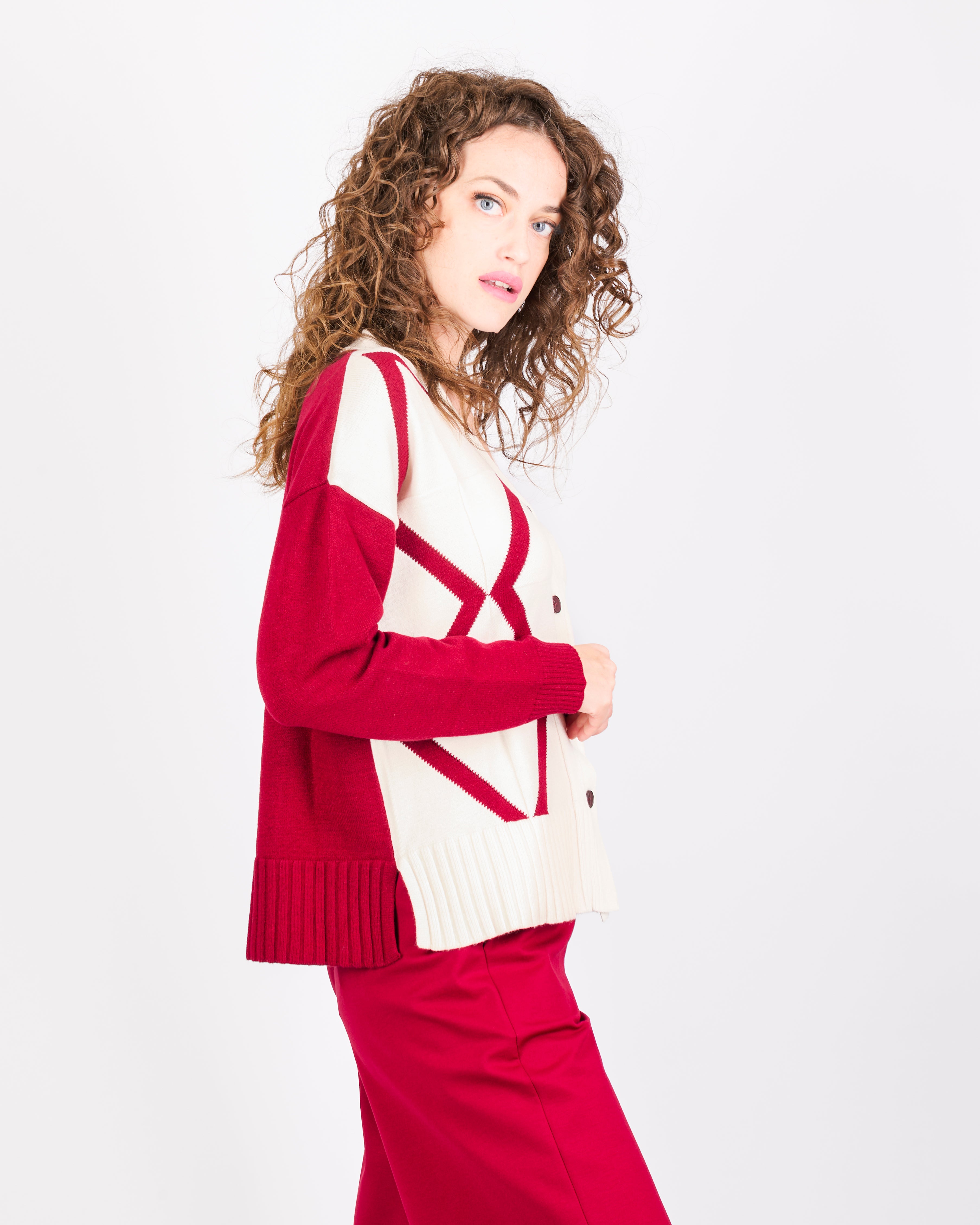 Cardigan scatoletta bottoni intarsio 21379