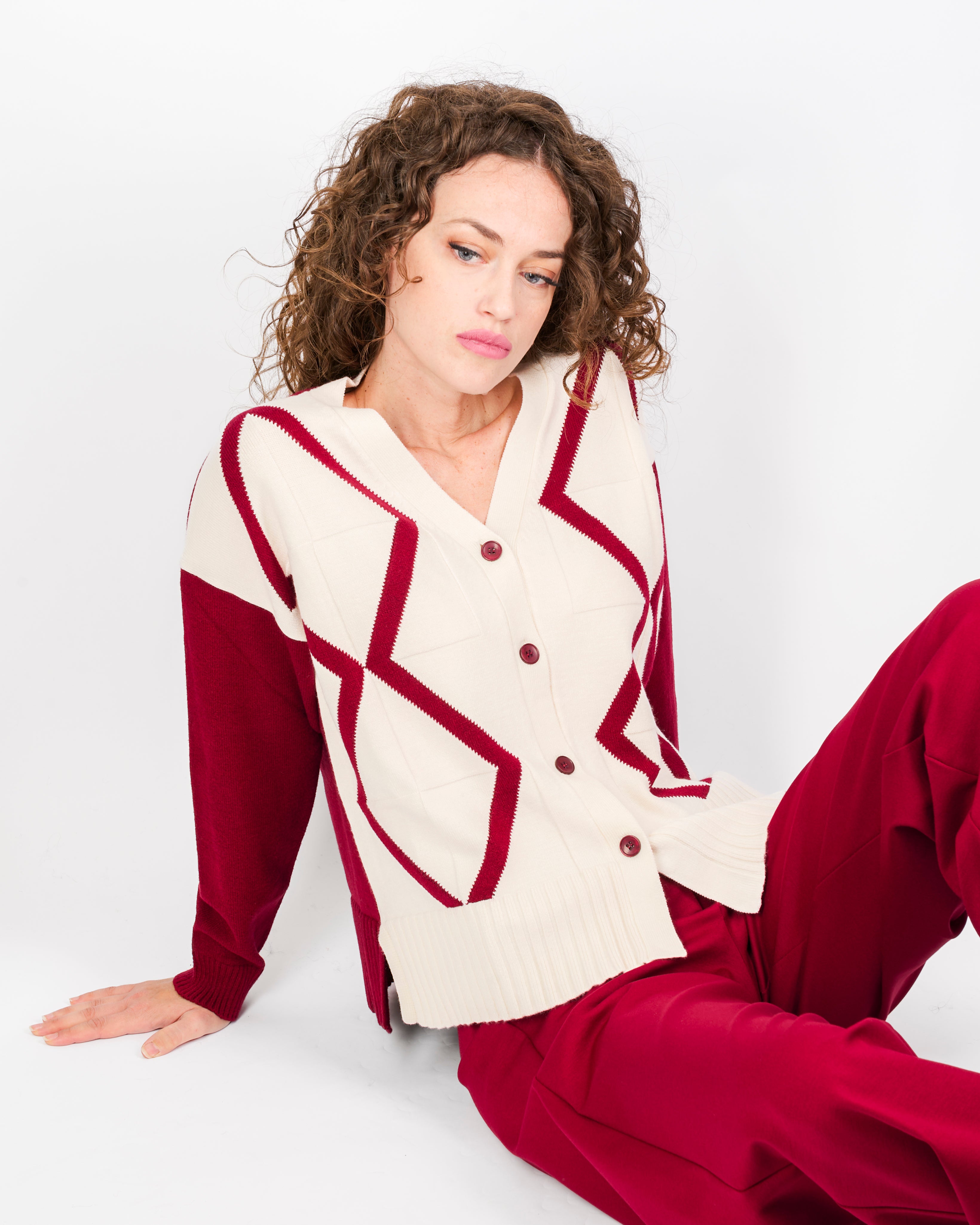 Cardigan scatoletta bottoni intarsio 21379