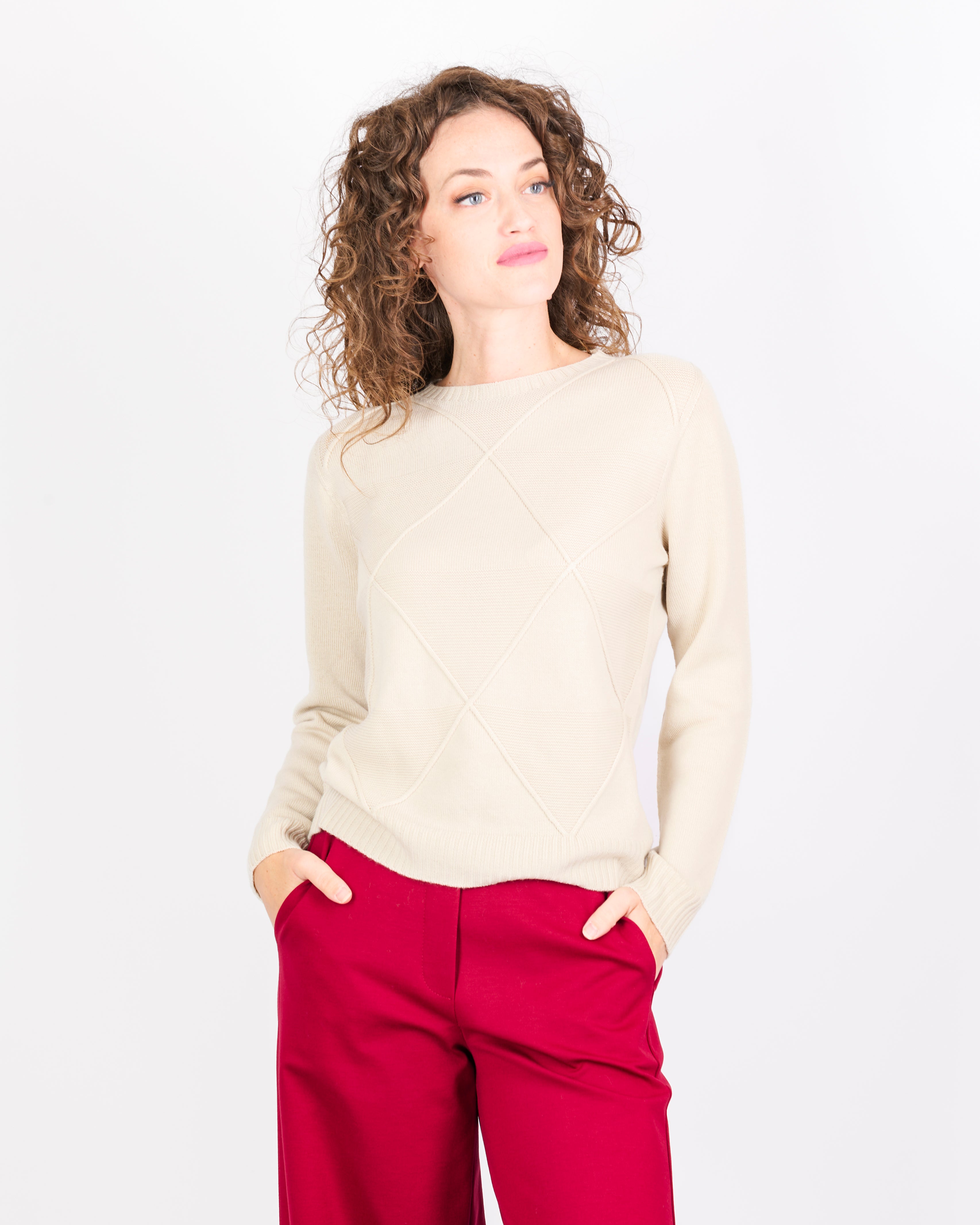 Maglia girocollo rombi links pura lana DA 504