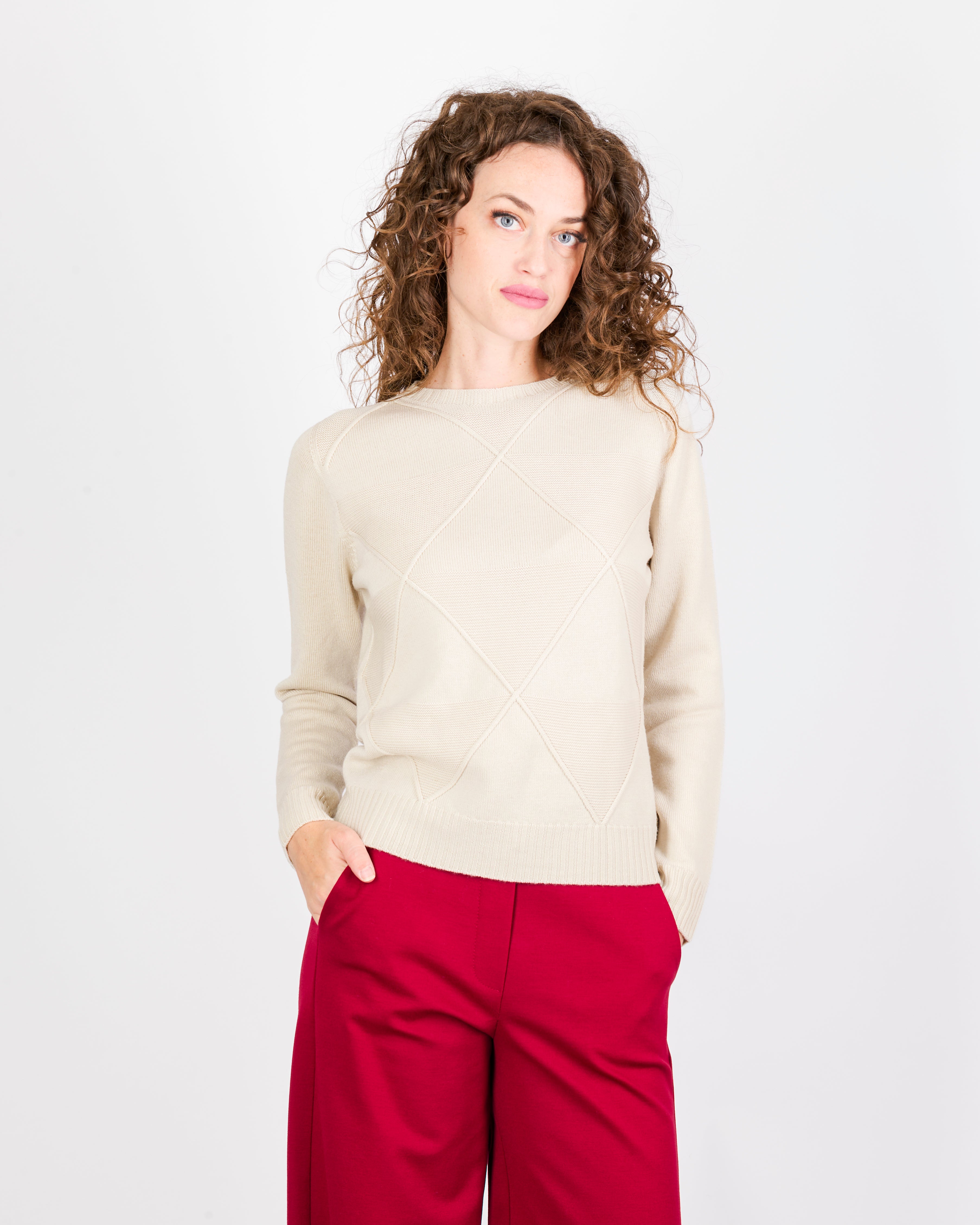 Maglia girocollo rombi links pura lana DA 504