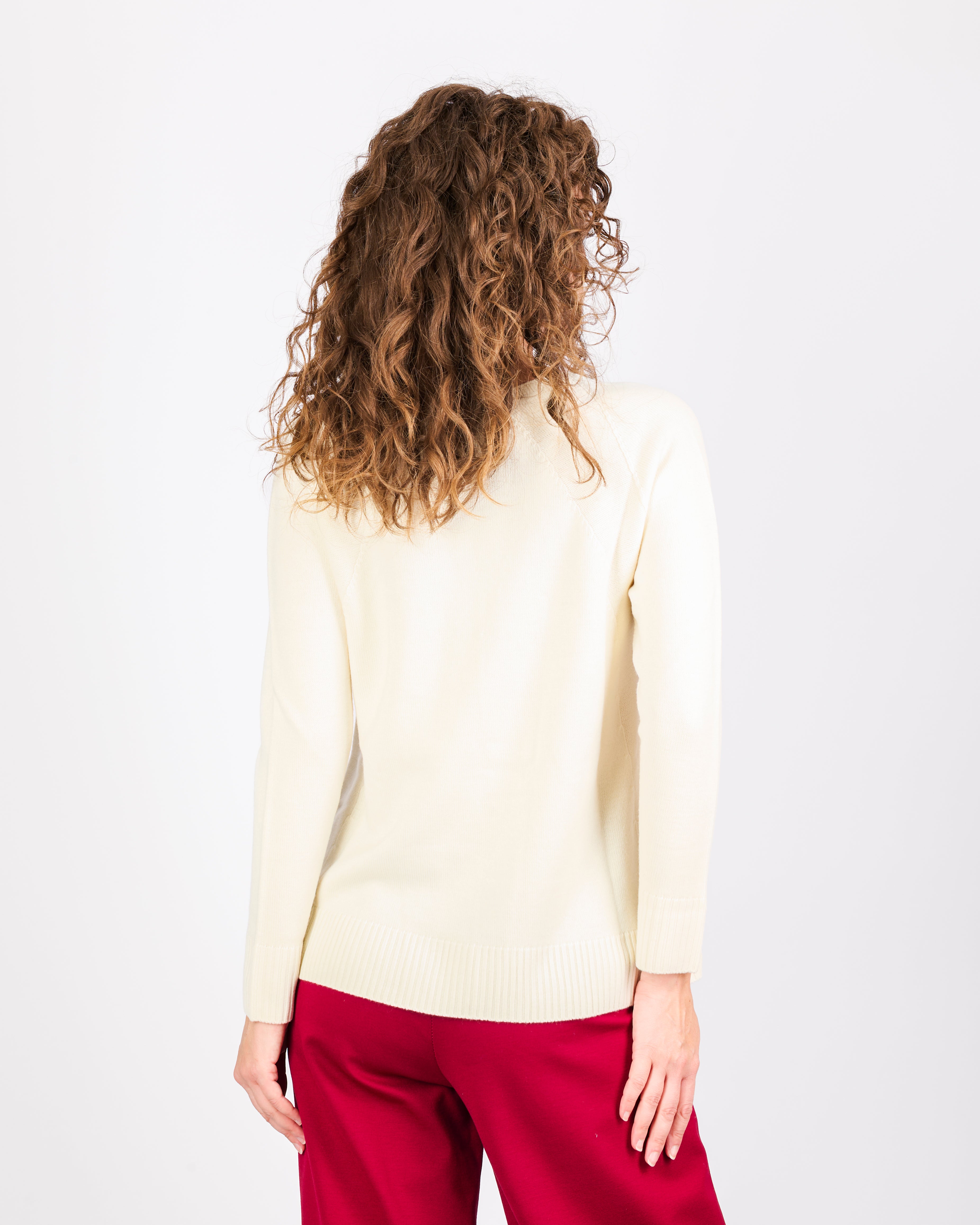 Maglia girocollo pura lana svasata W-250