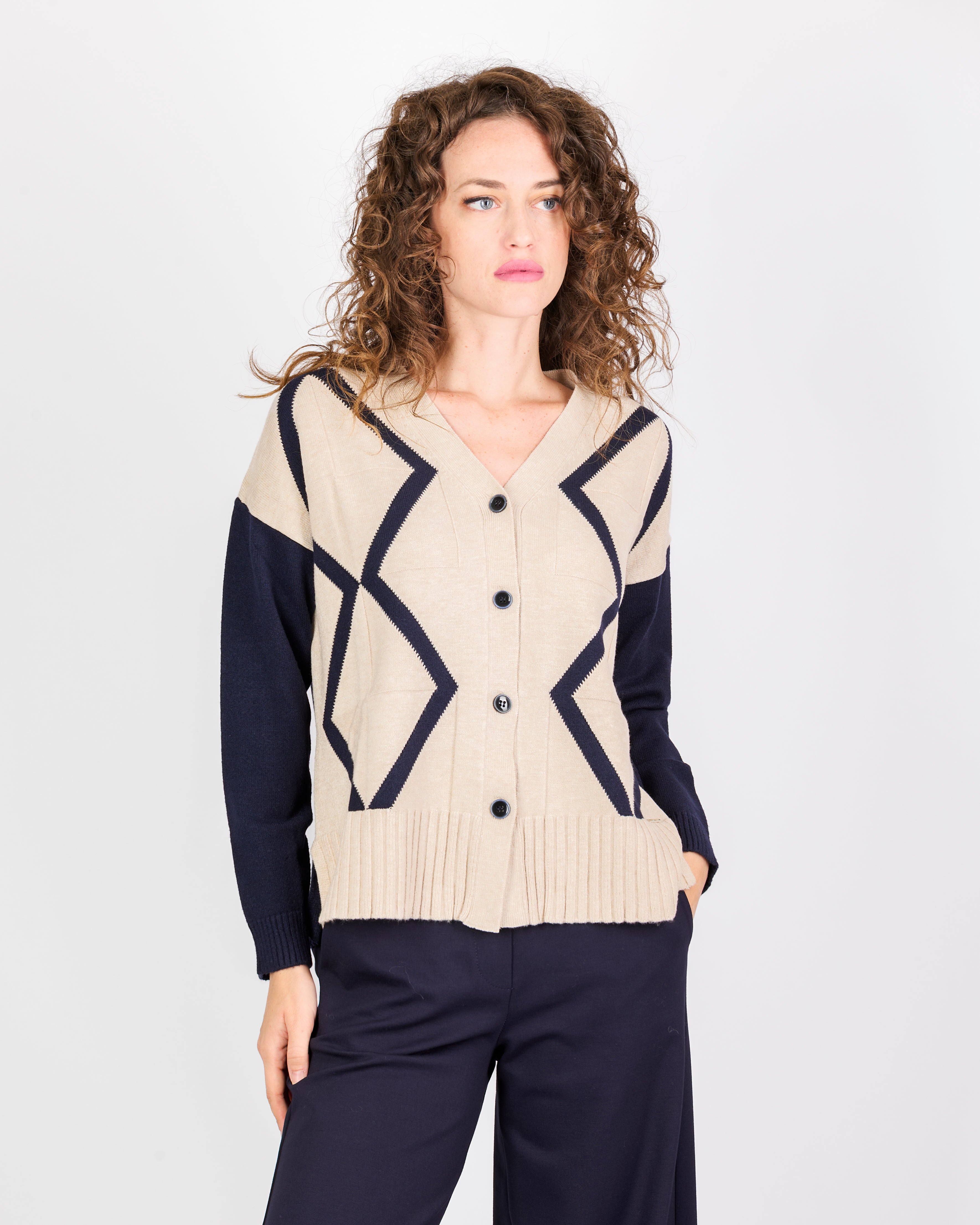 Cardigan scatoletta bottoni intarsio 21379
