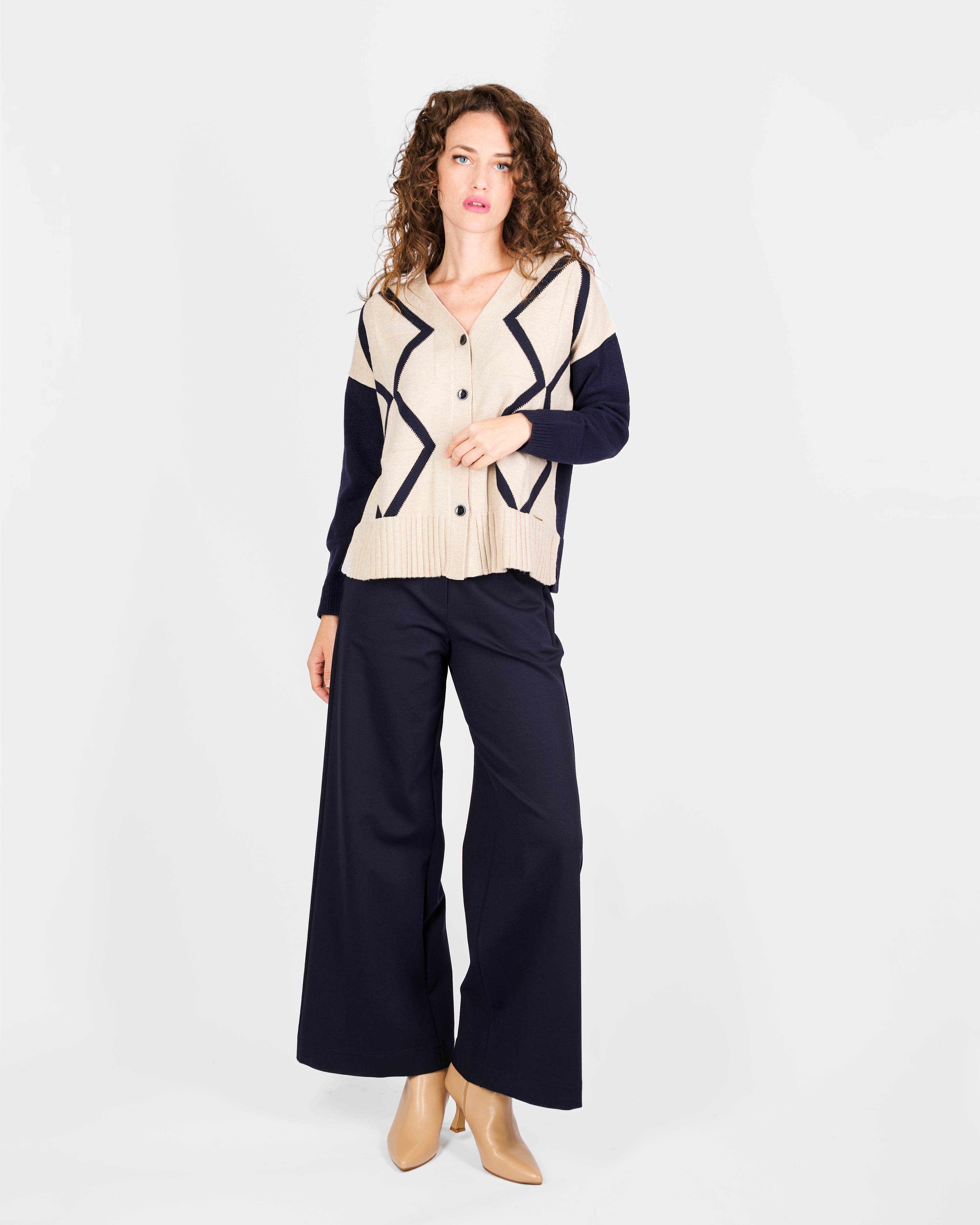Cardigan scatoletta bottoni intarsio 21379