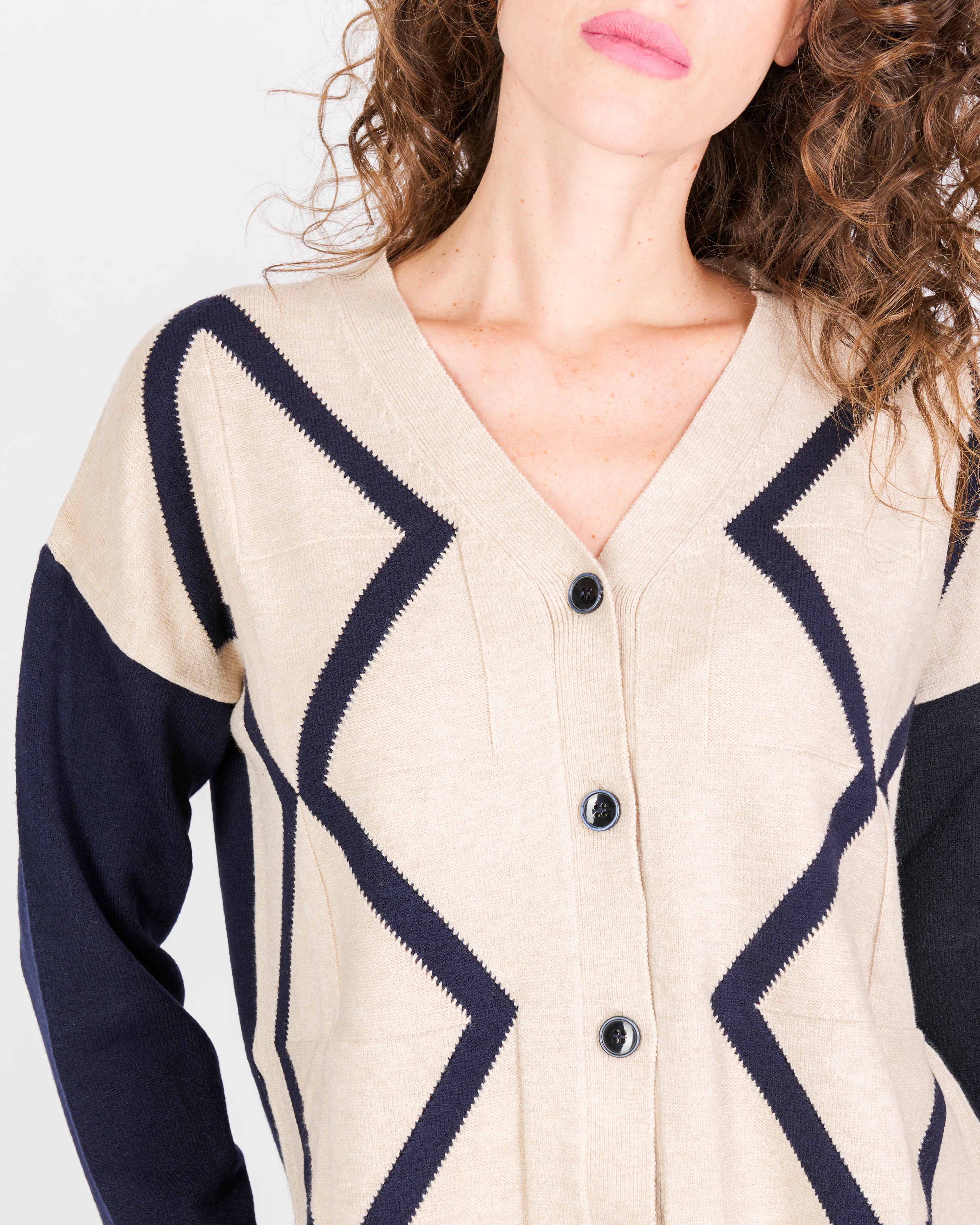 Cardigan scatoletta bottoni intarsio 21379