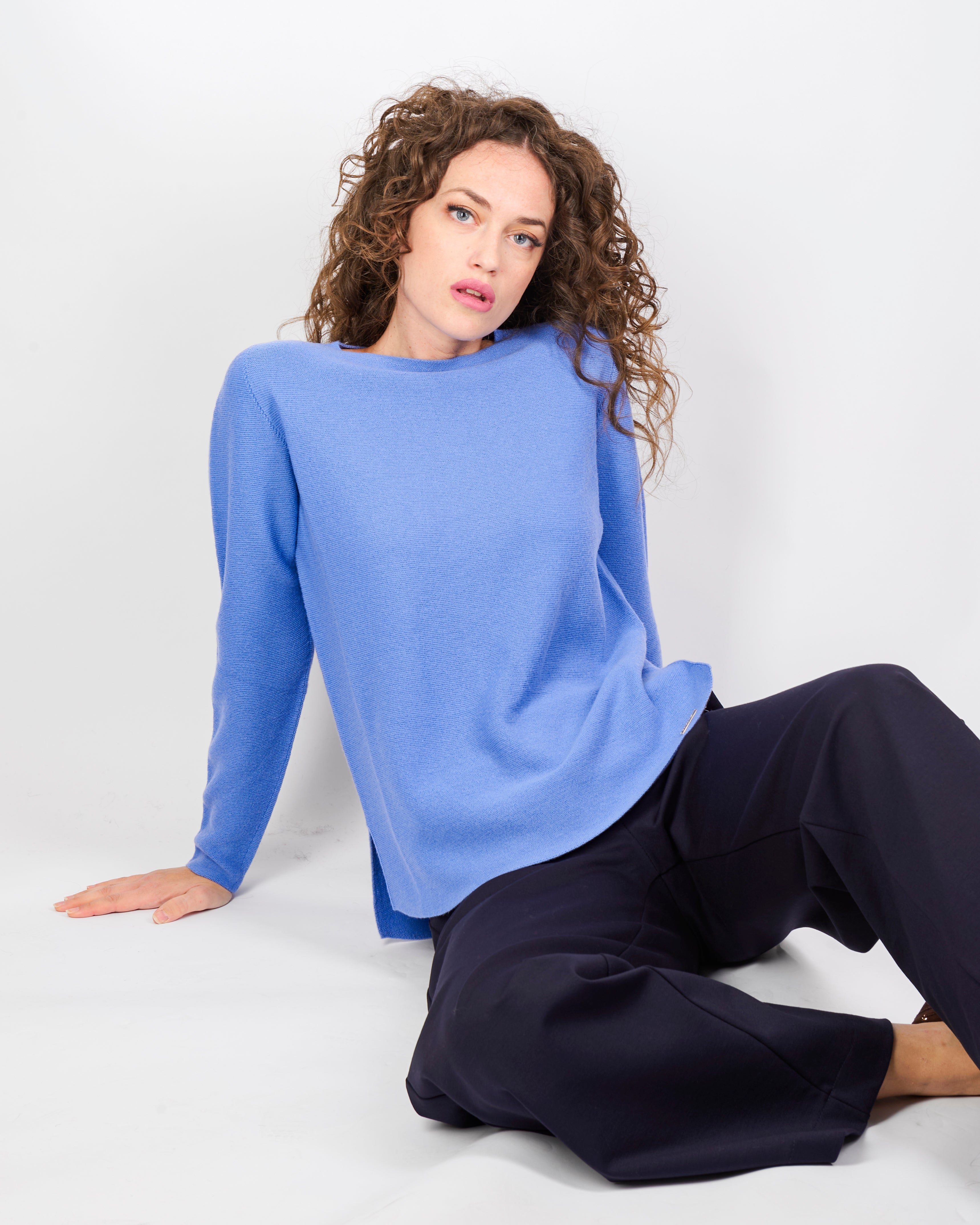 Maglia girocollo pura lana links spacchi 25Z 1081