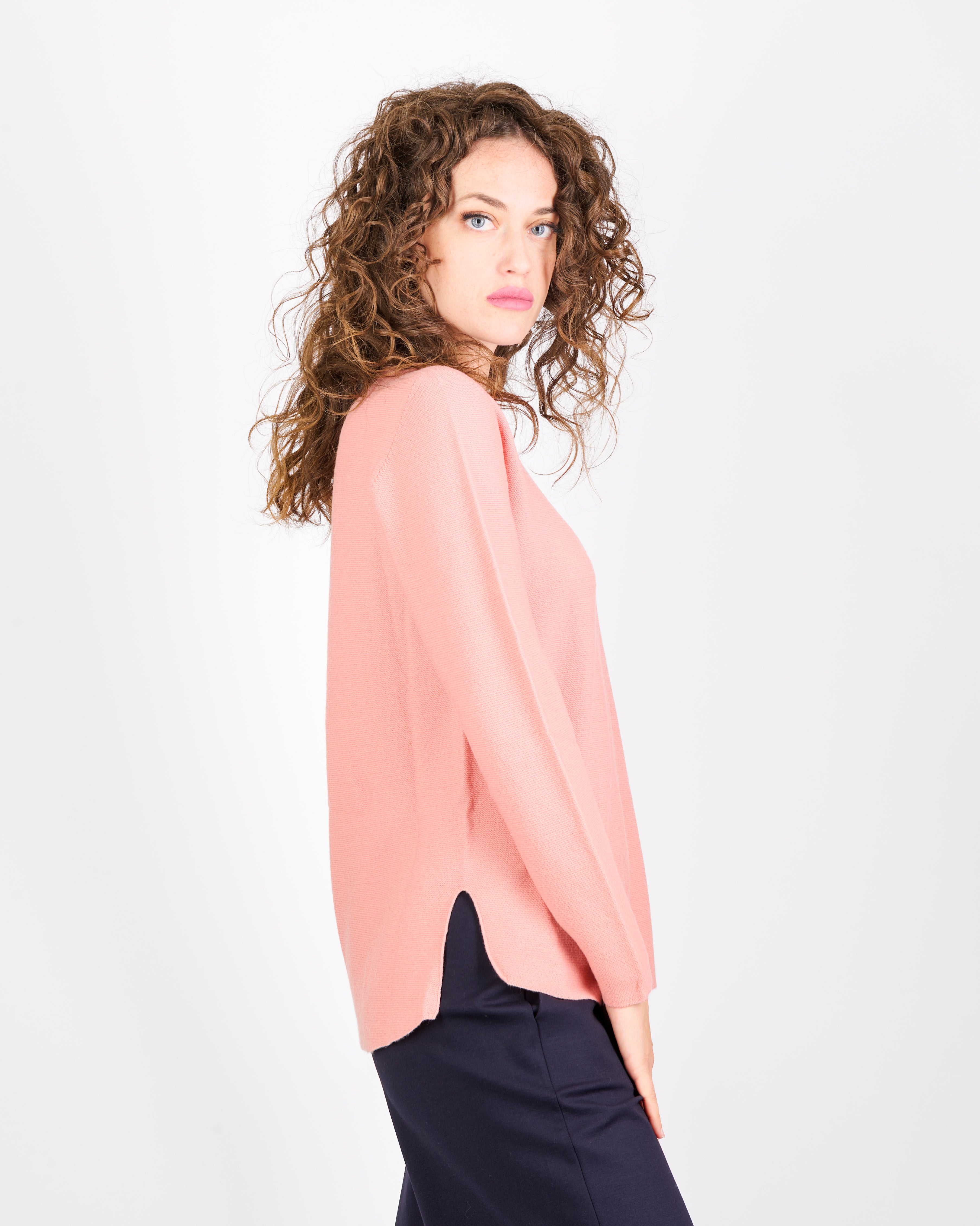 Maglia girocollo pura lana links spacchi 25Z 1081