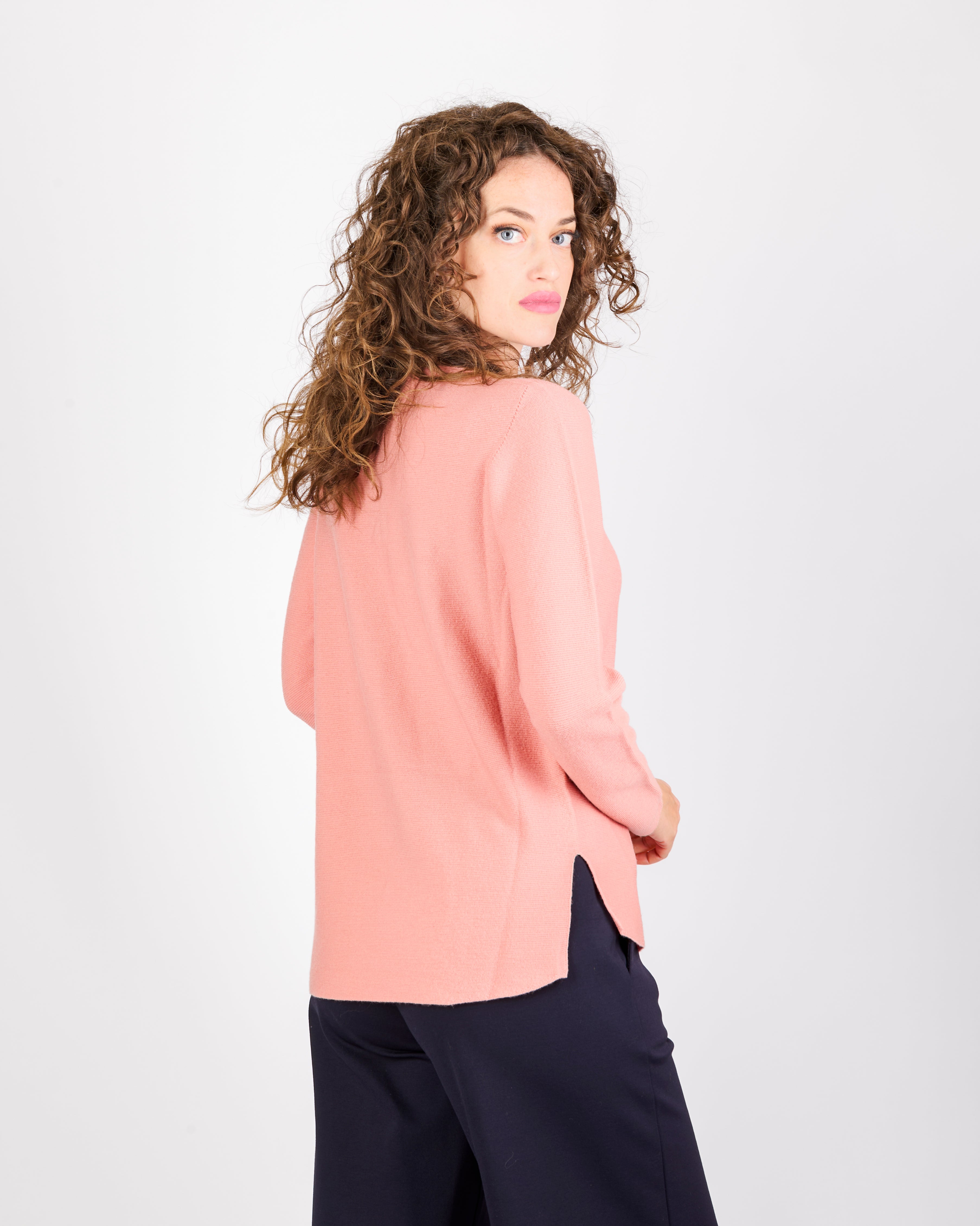 Maglia girocollo pura lana links spacchi 25Z 1081