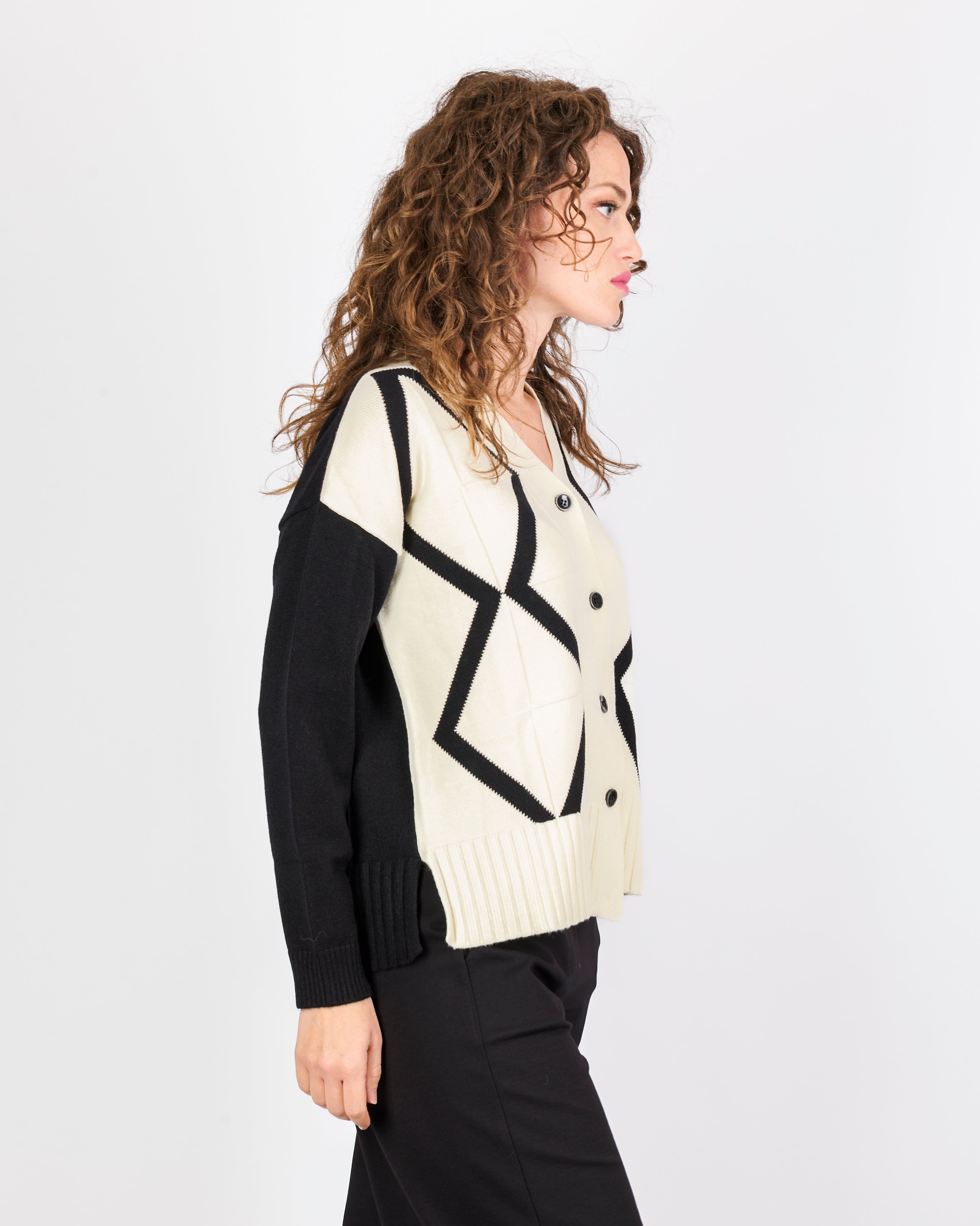 Cardigan scatoletta bottoni intarsio 21379