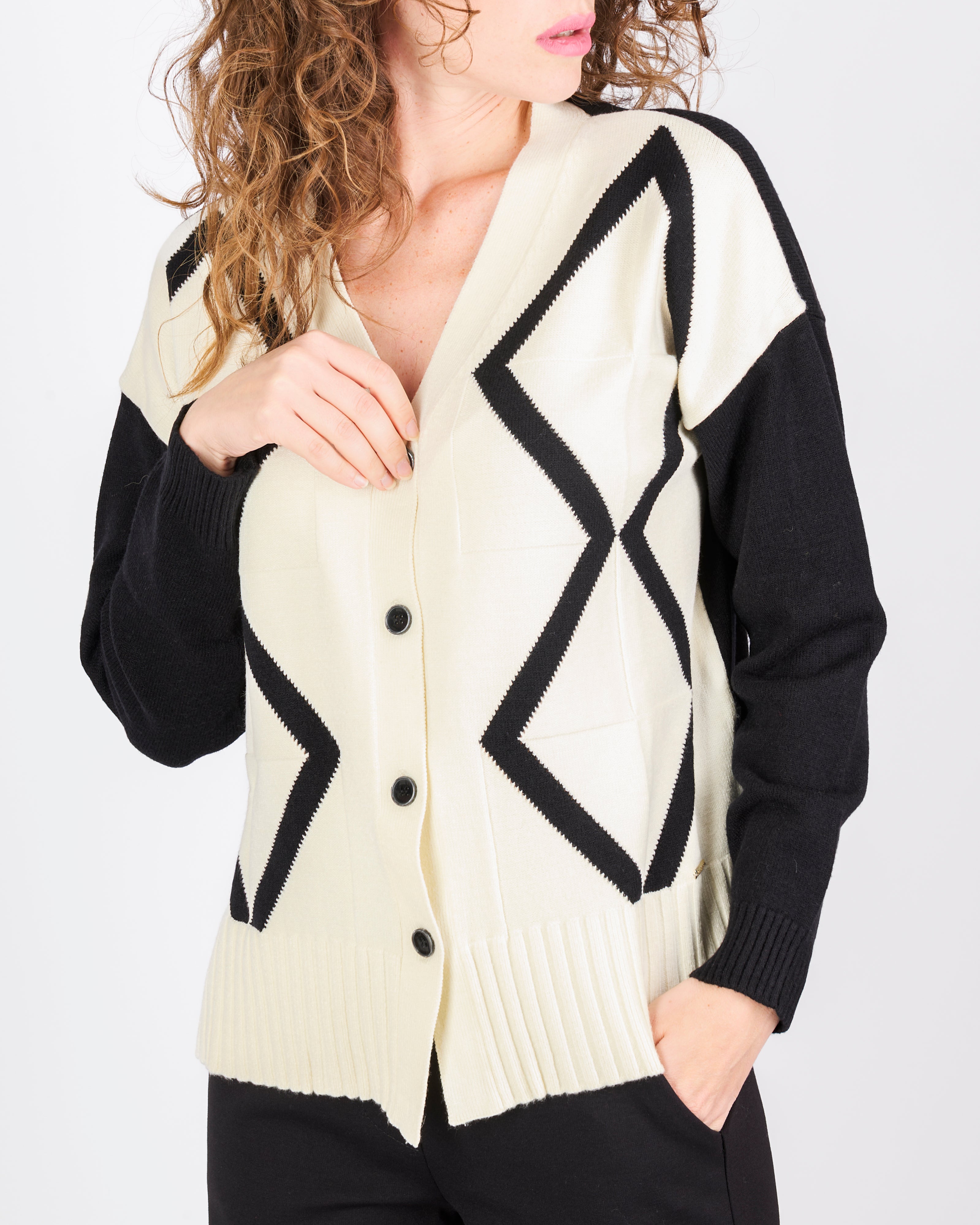 Cardigan scatoletta bottoni intarsio 21379