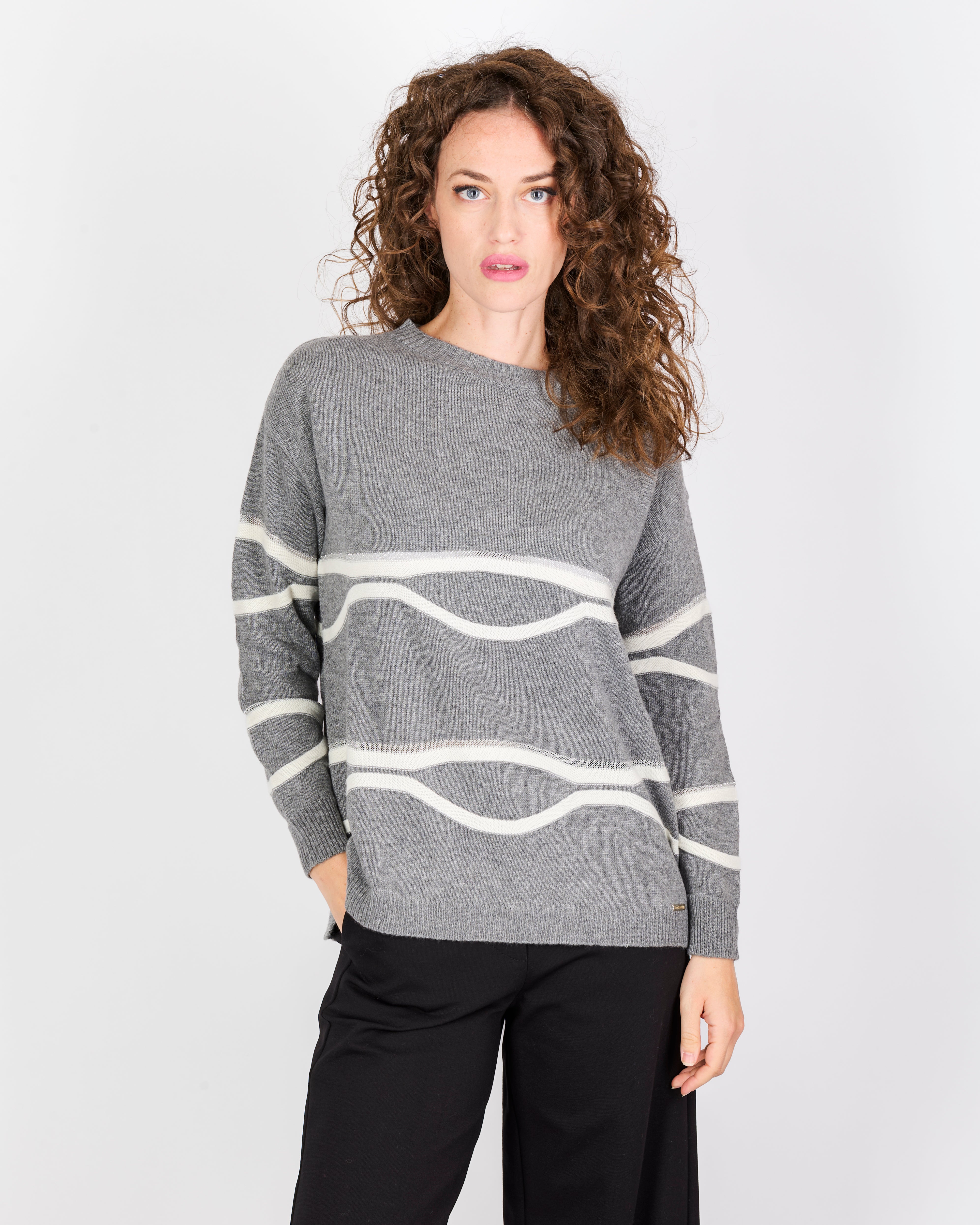 Maglia girocollo onde bicolore lurex 21326