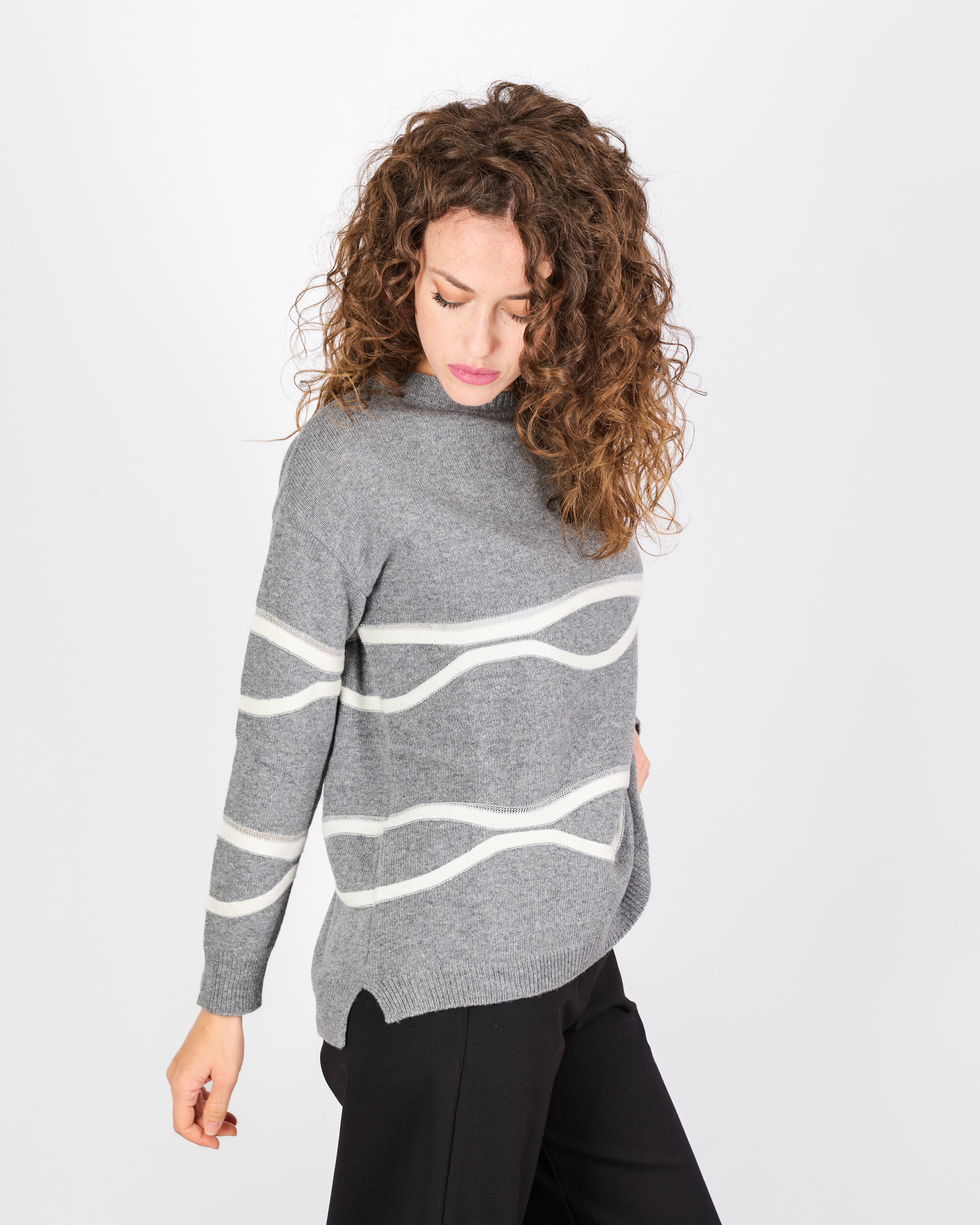 Maglia girocollo onde bicolore lurex 21326