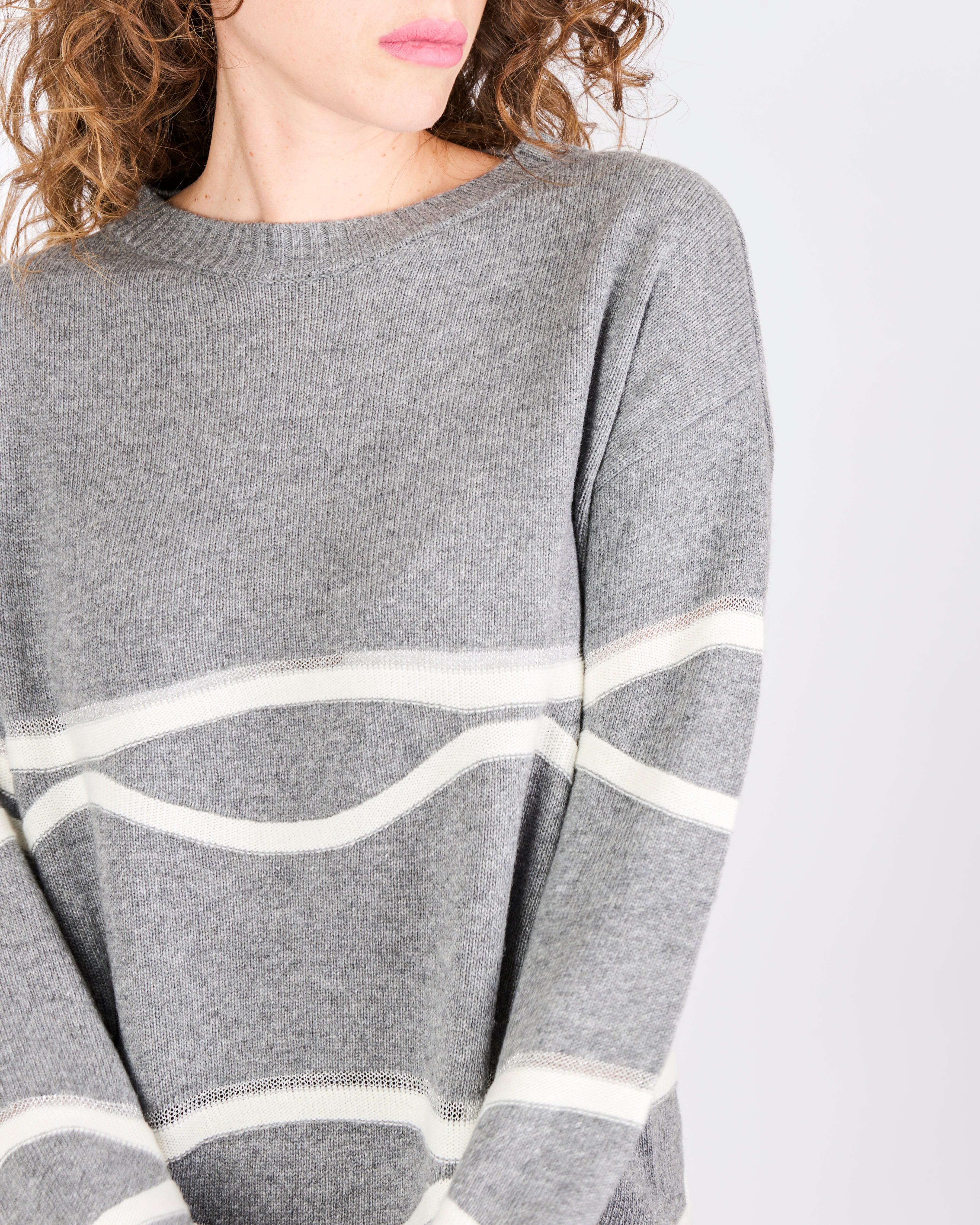 Maglia girocollo onde bicolore lurex 21326