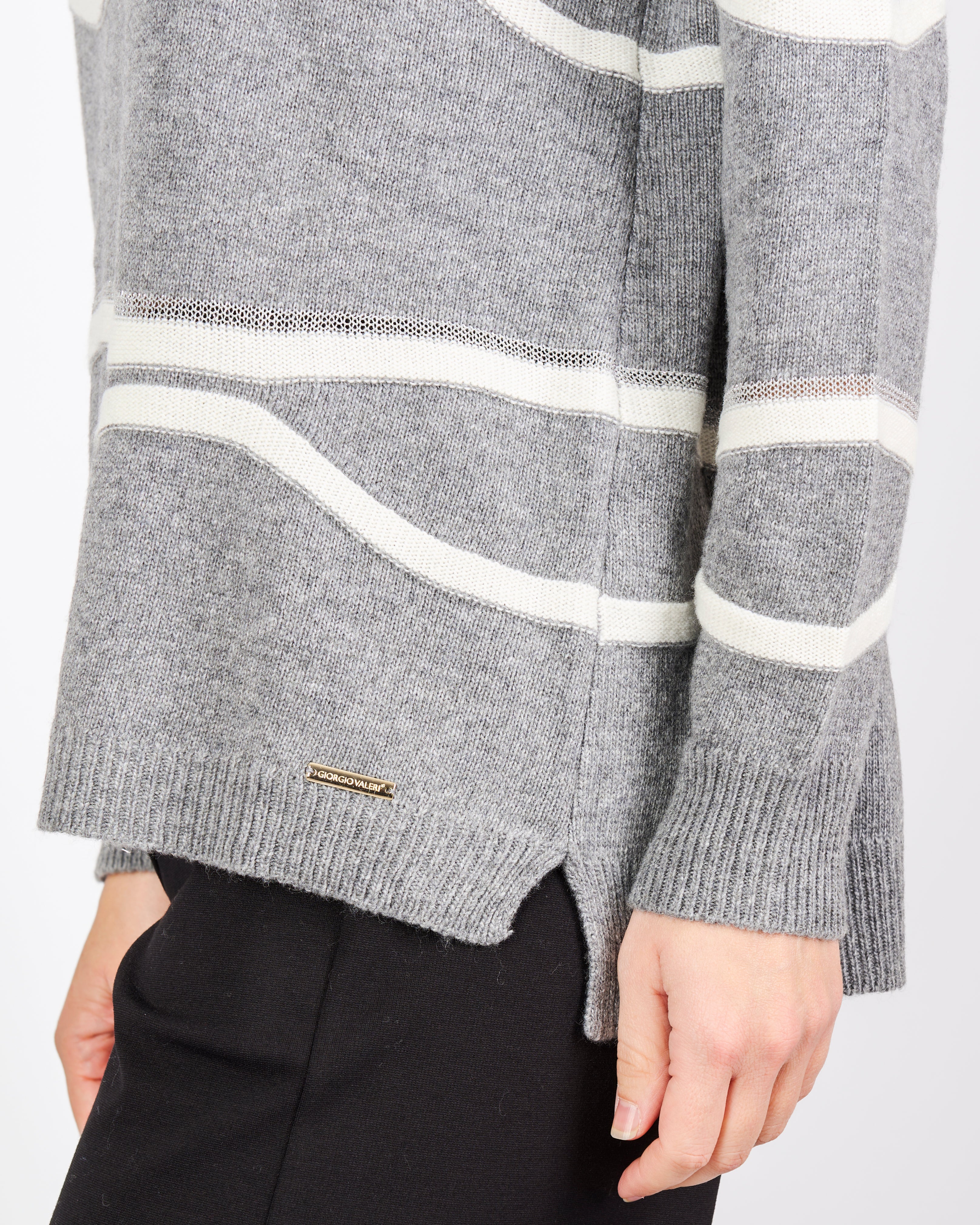 Maglia girocollo onde bicolore lurex 21326