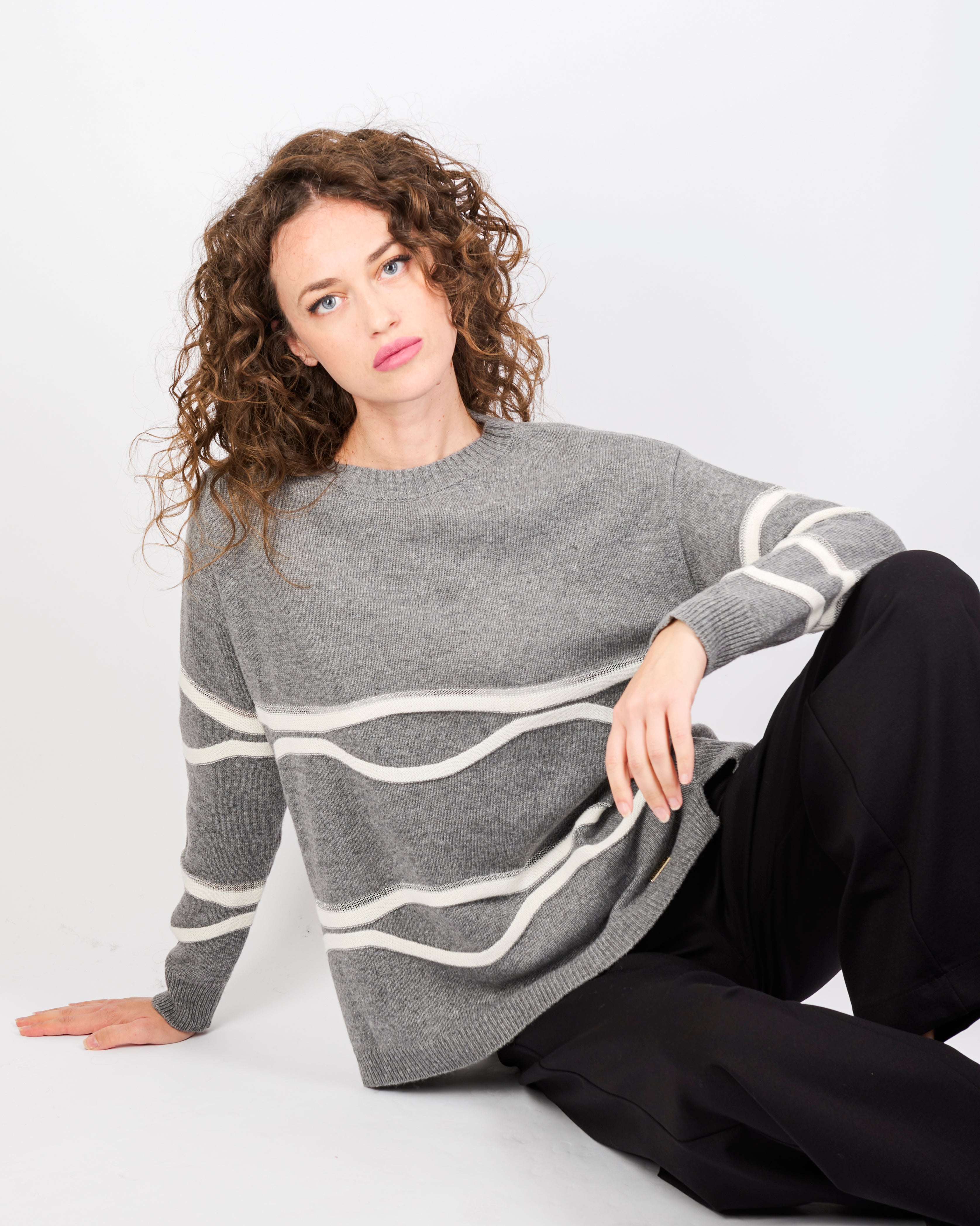 Maglia girocollo onde bicolore lurex 21326