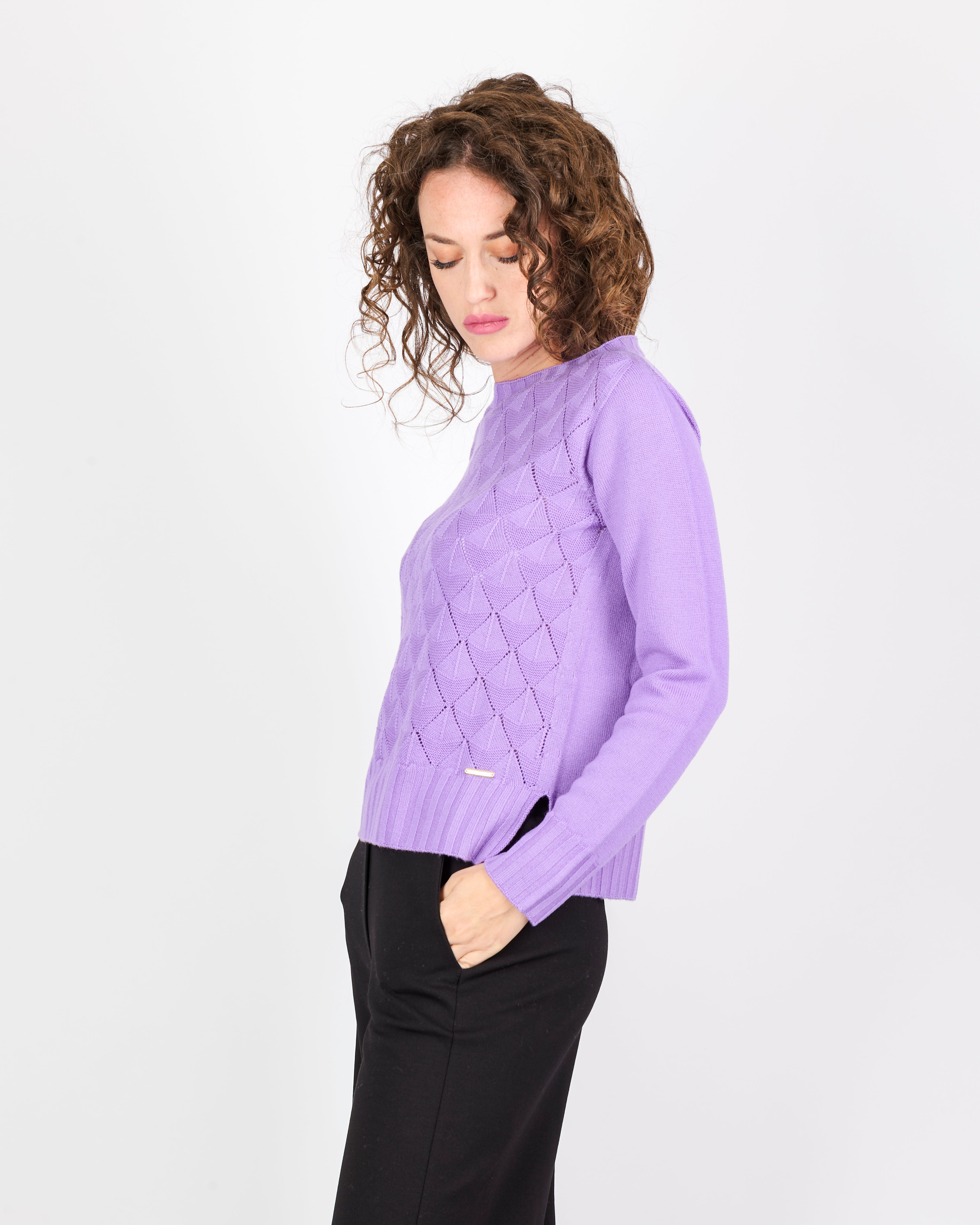 Maglia paricollo pura lana rombi VENTAGLIETTI