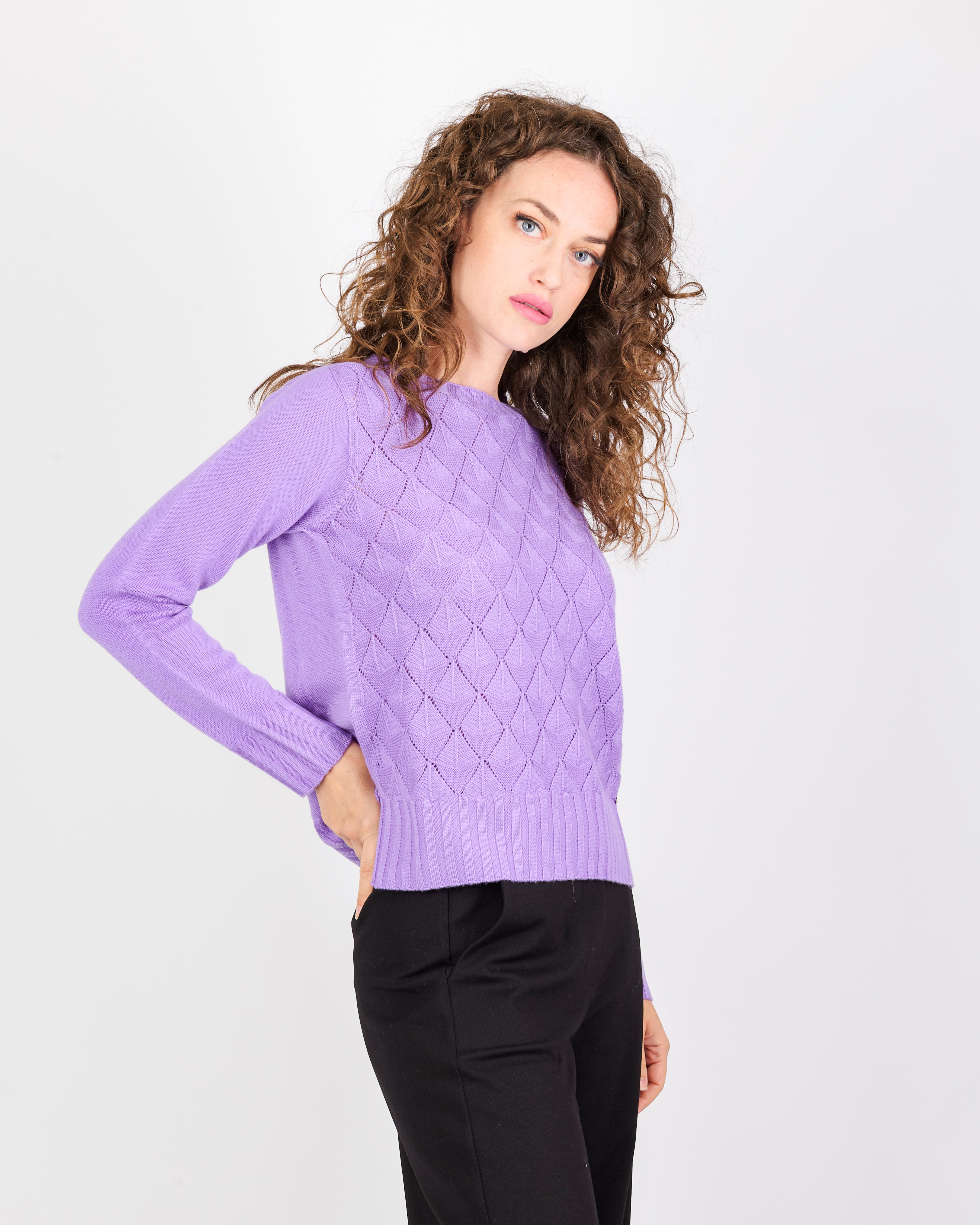 Maglia paricollo pura lana rombi VENTAGLIETTI