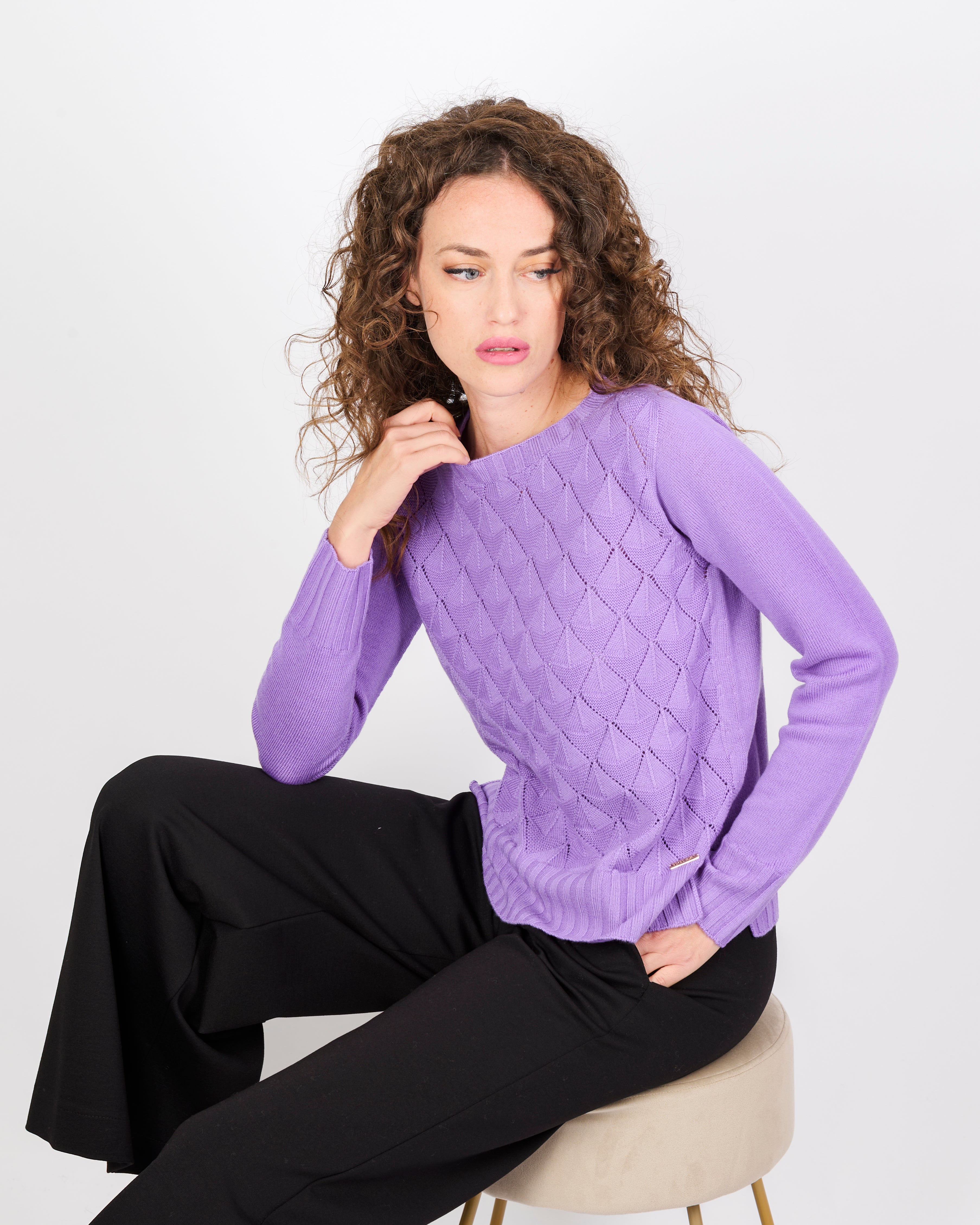 Maglia paricollo pura lana rombi VENTAGLIETTI