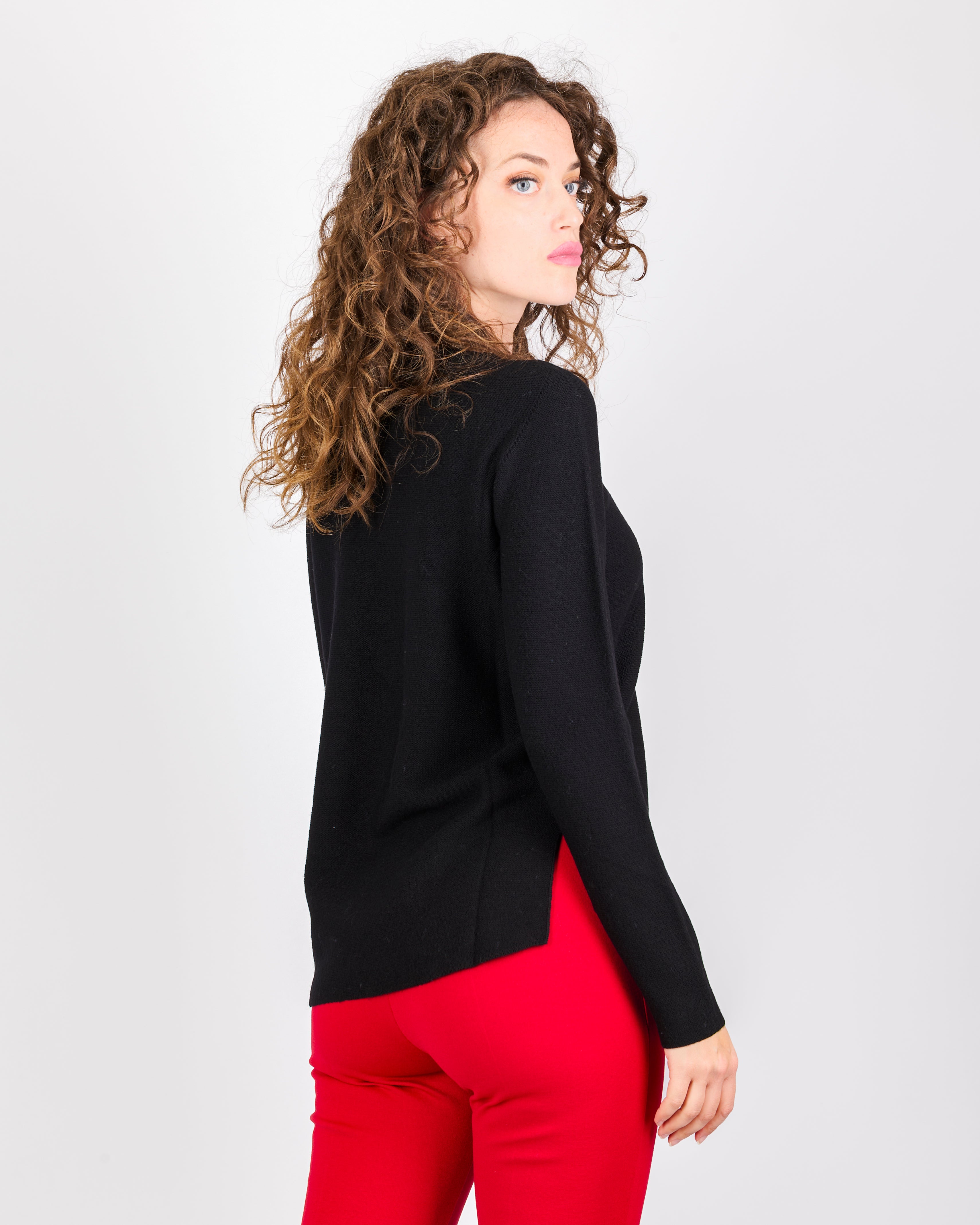 Maglia girocollo pura lana links spacchi 25Z 1081