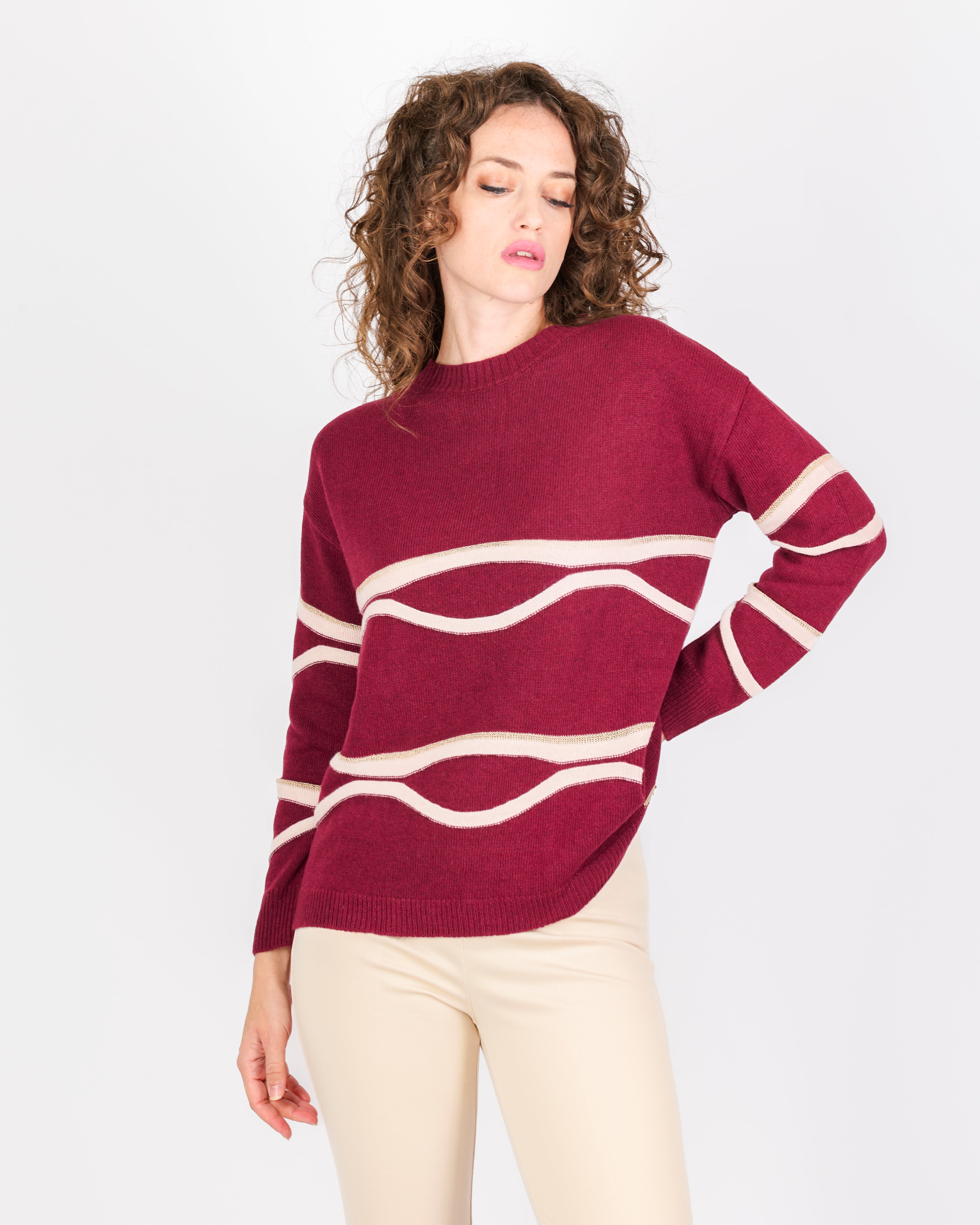 Maglia girocollo onde bicolore lurex 21326