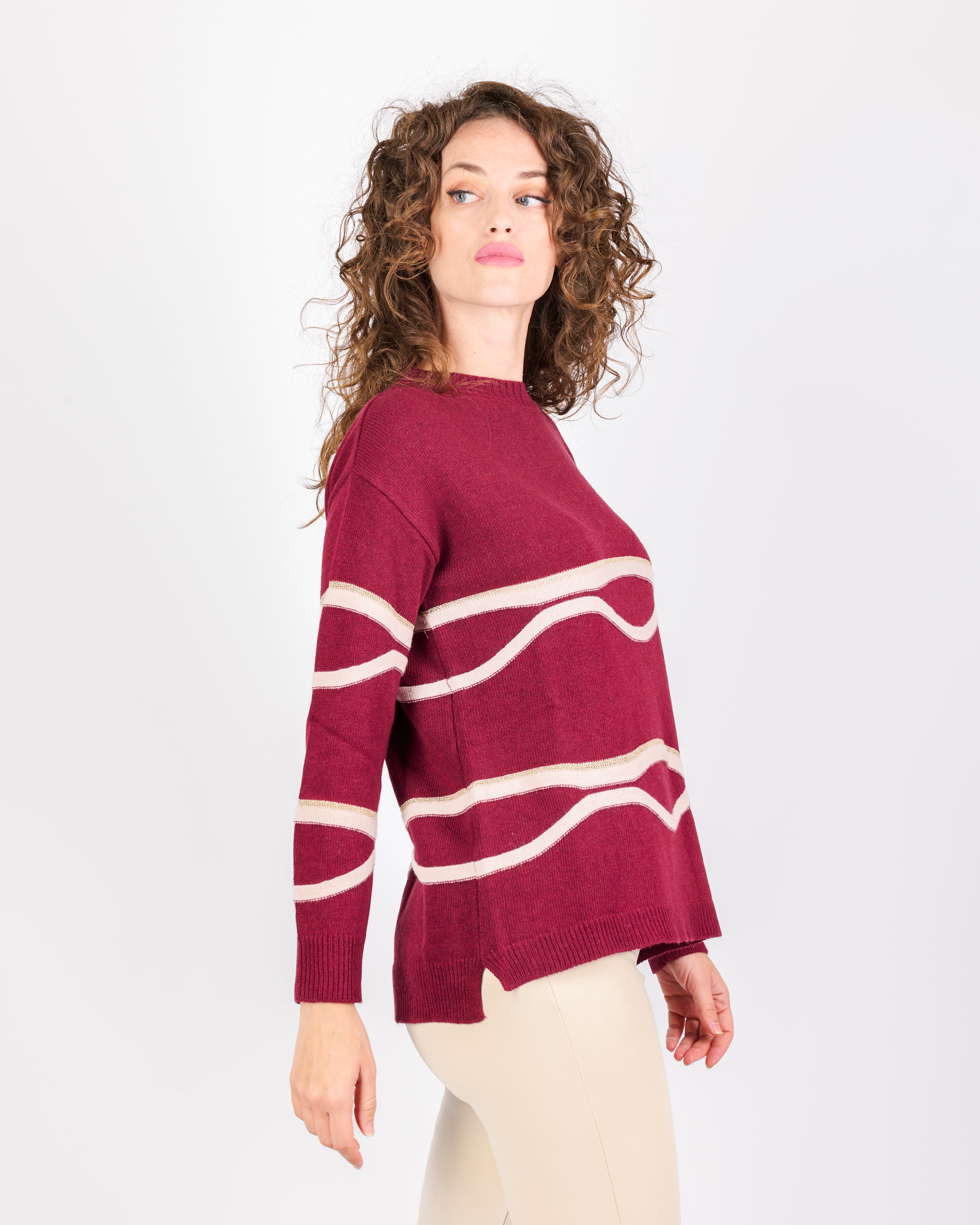 Maglia girocollo onde bicolore lurex 21326