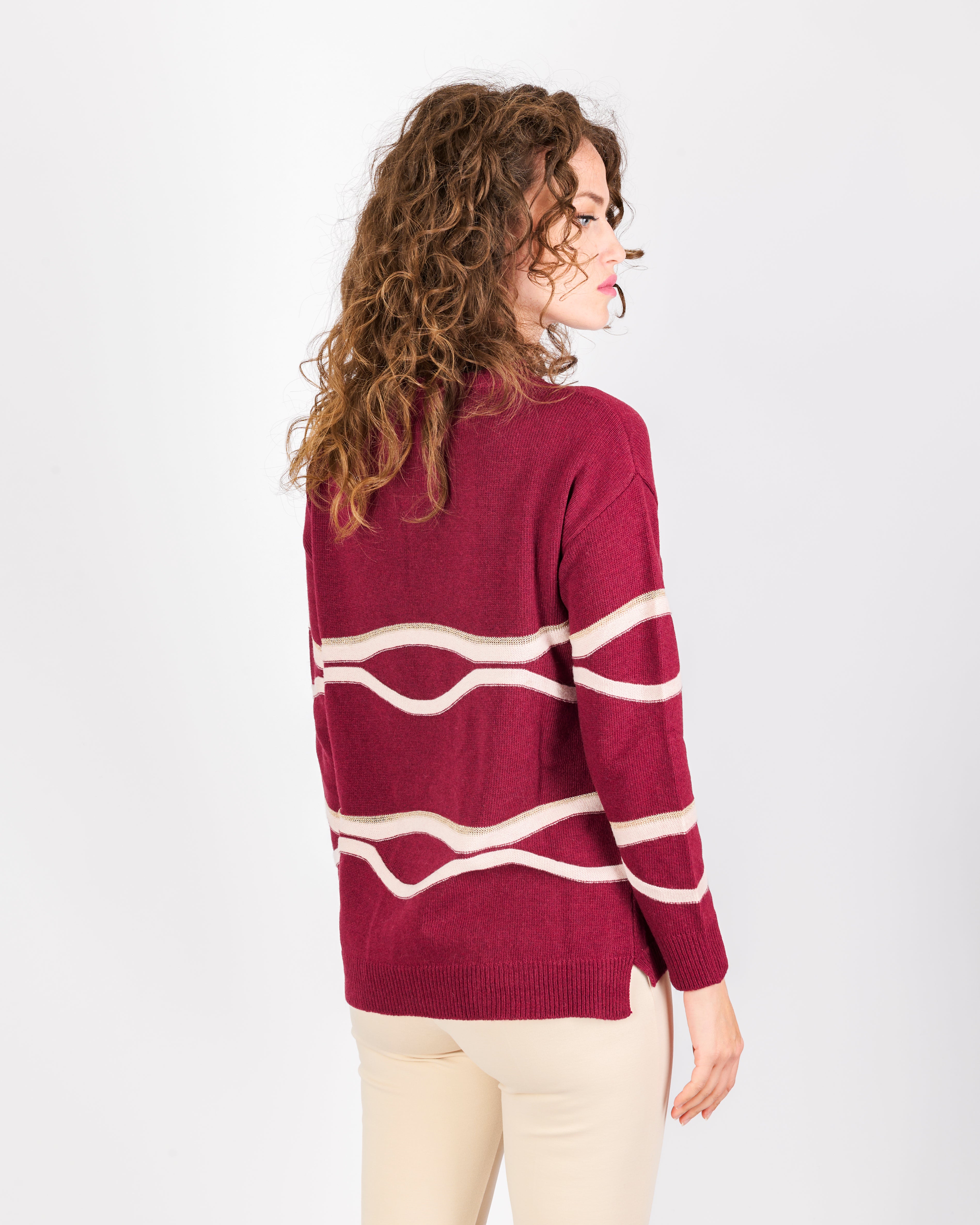 Maglia girocollo onde bicolore lurex 21326