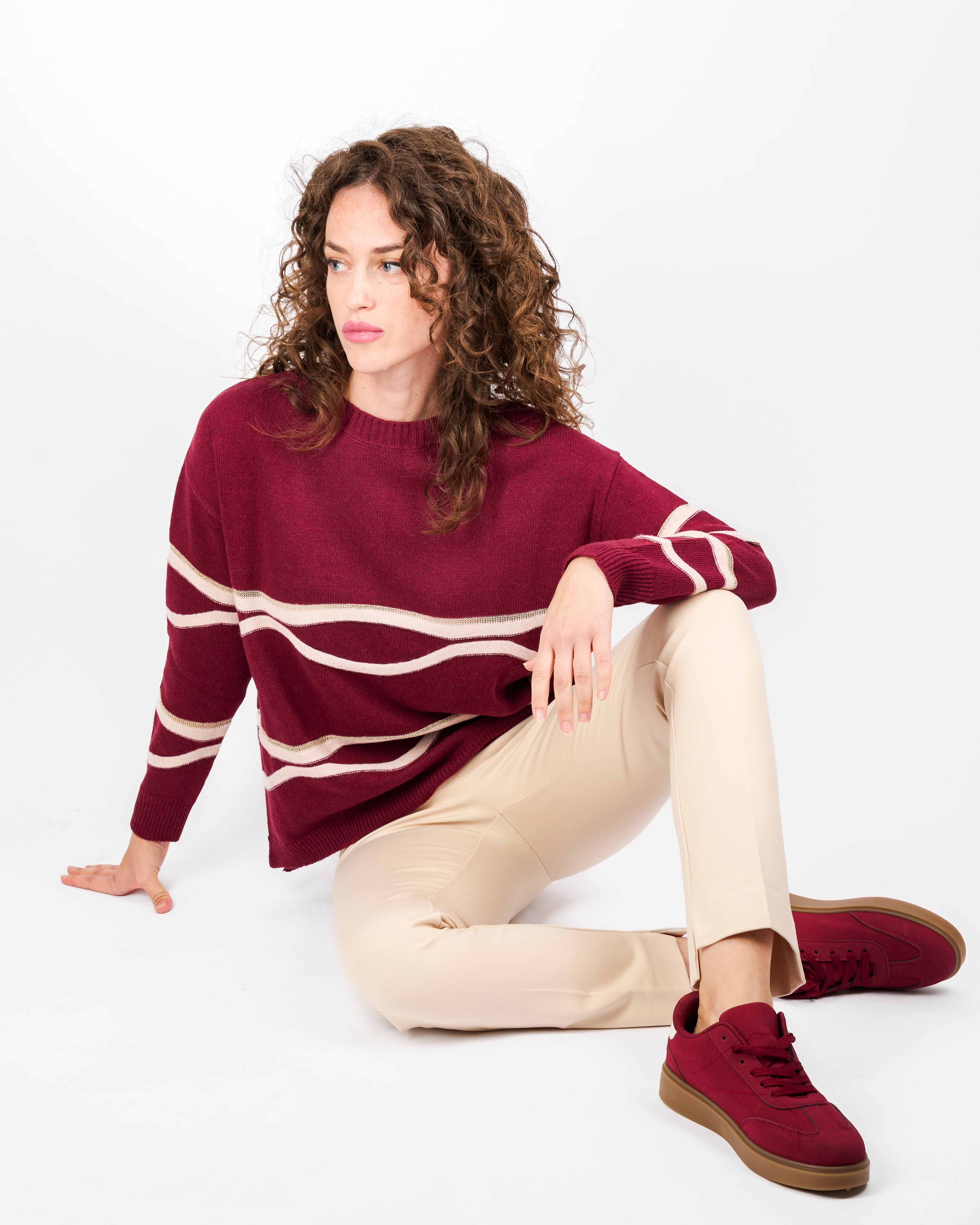 Maglia girocollo onde bicolore lurex 21326