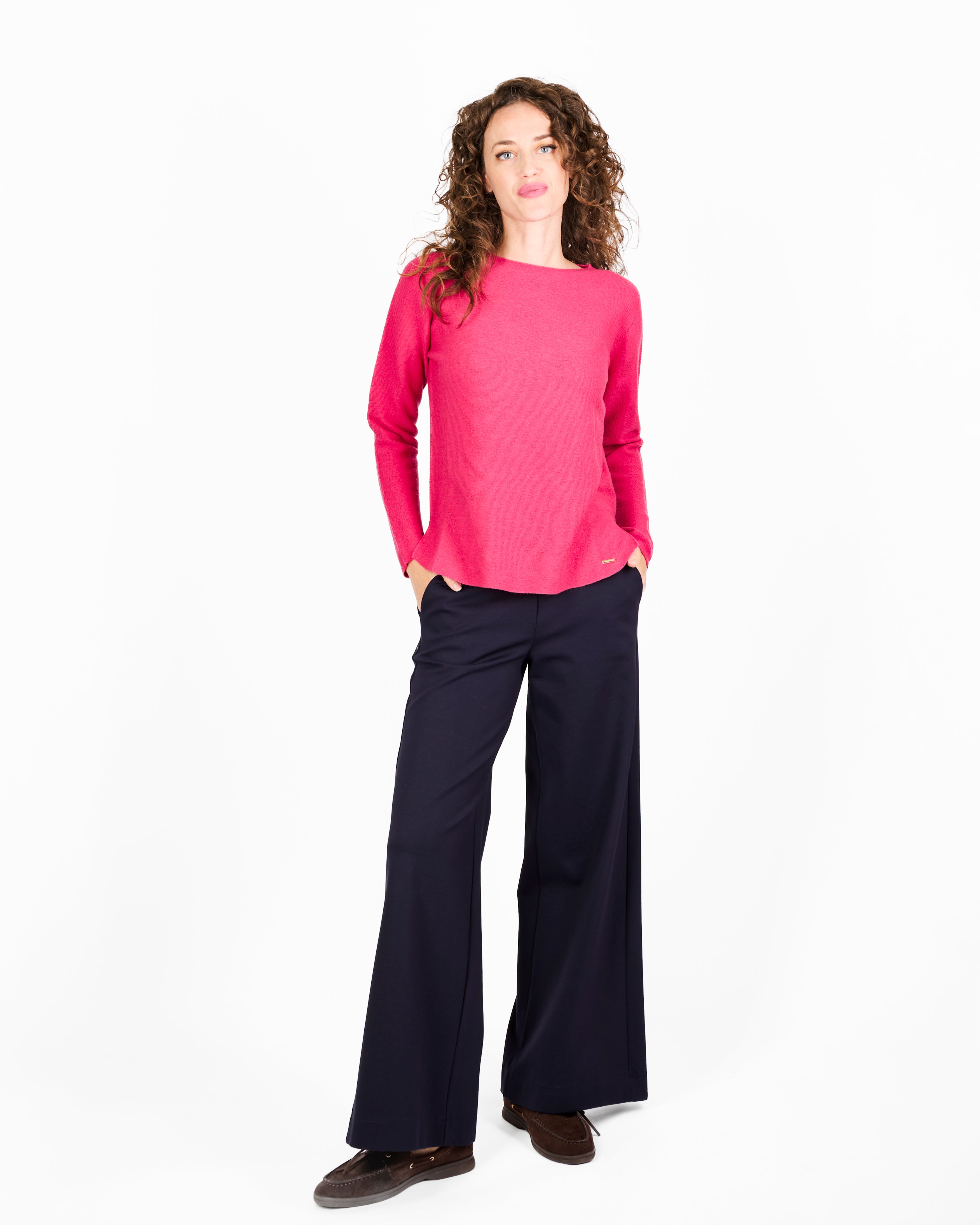 Maglia girocollo pura lana links spacchi 25Z 1081