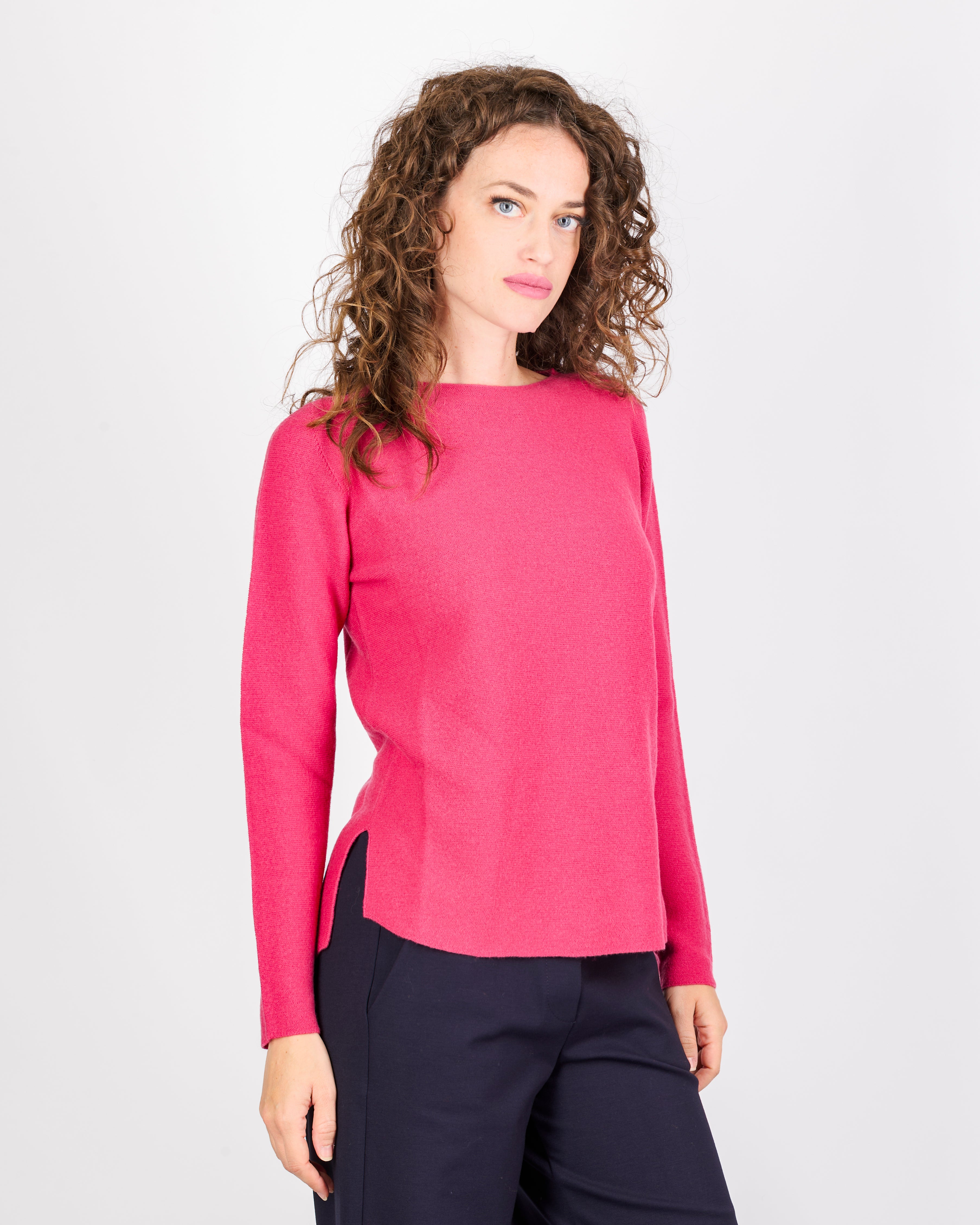 Maglia girocollo pura lana links spacchi 25Z 1081