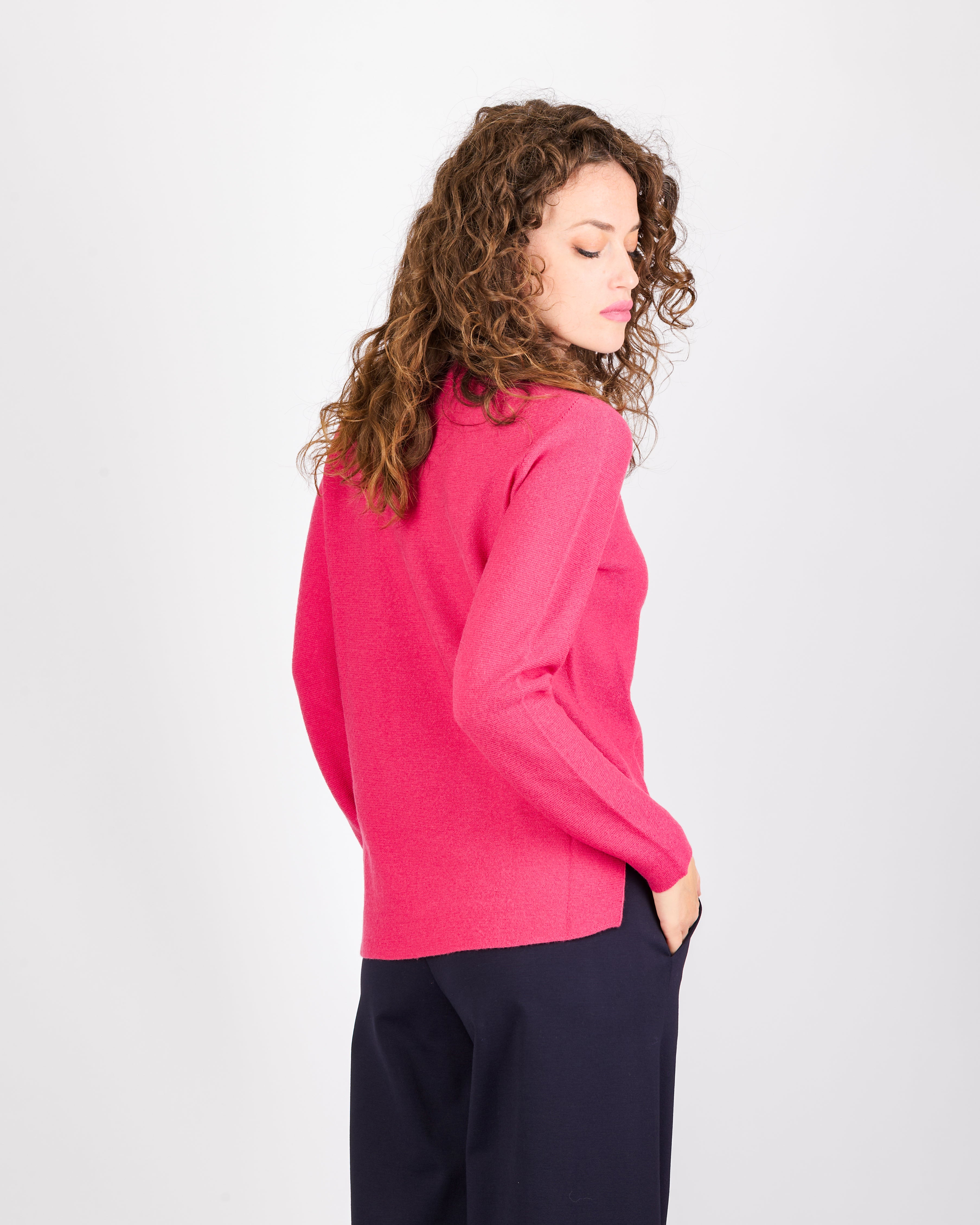 Maglia girocollo pura lana links spacchi 25Z 1081