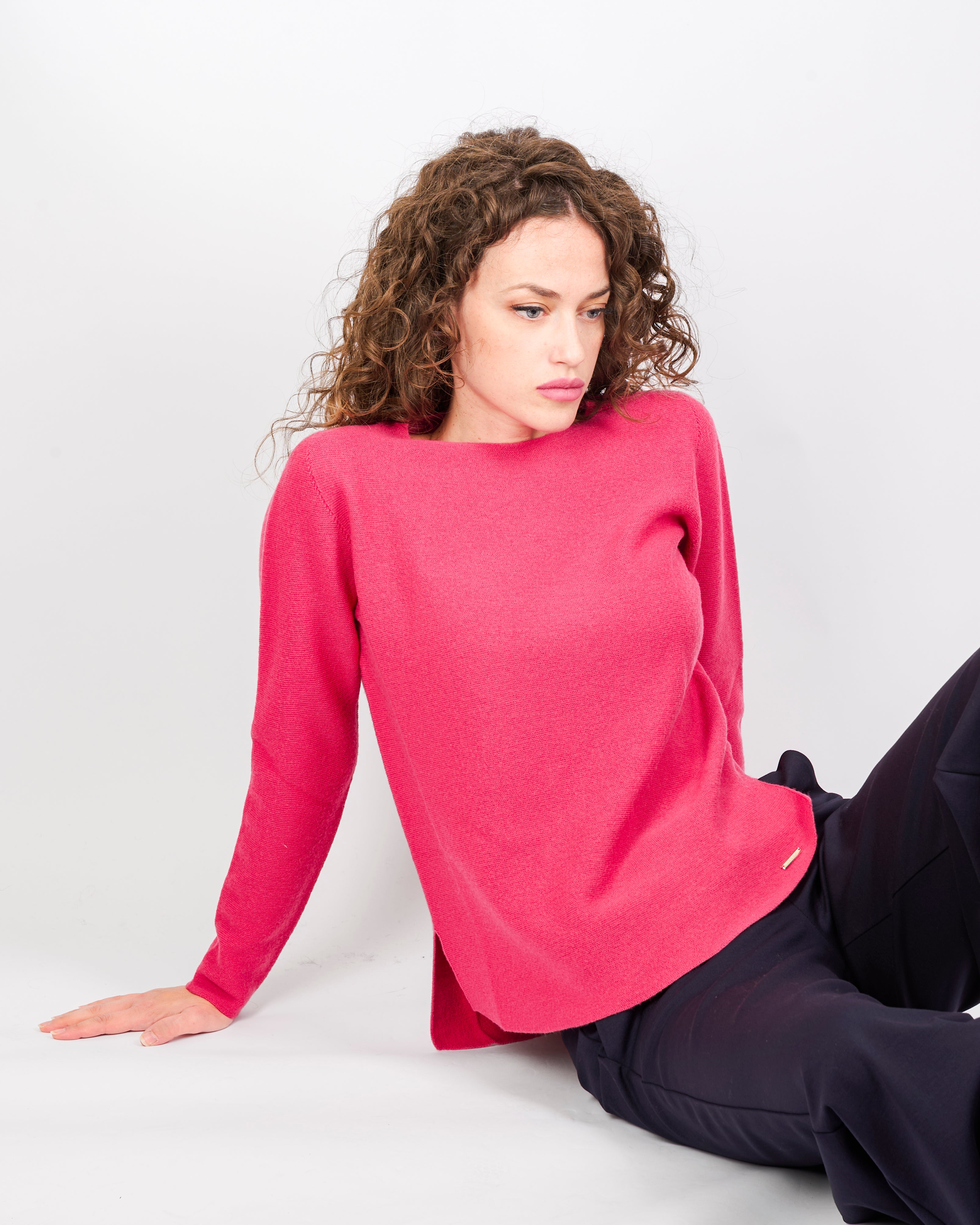 Maglia girocollo pura lana links spacchi 25Z 1081