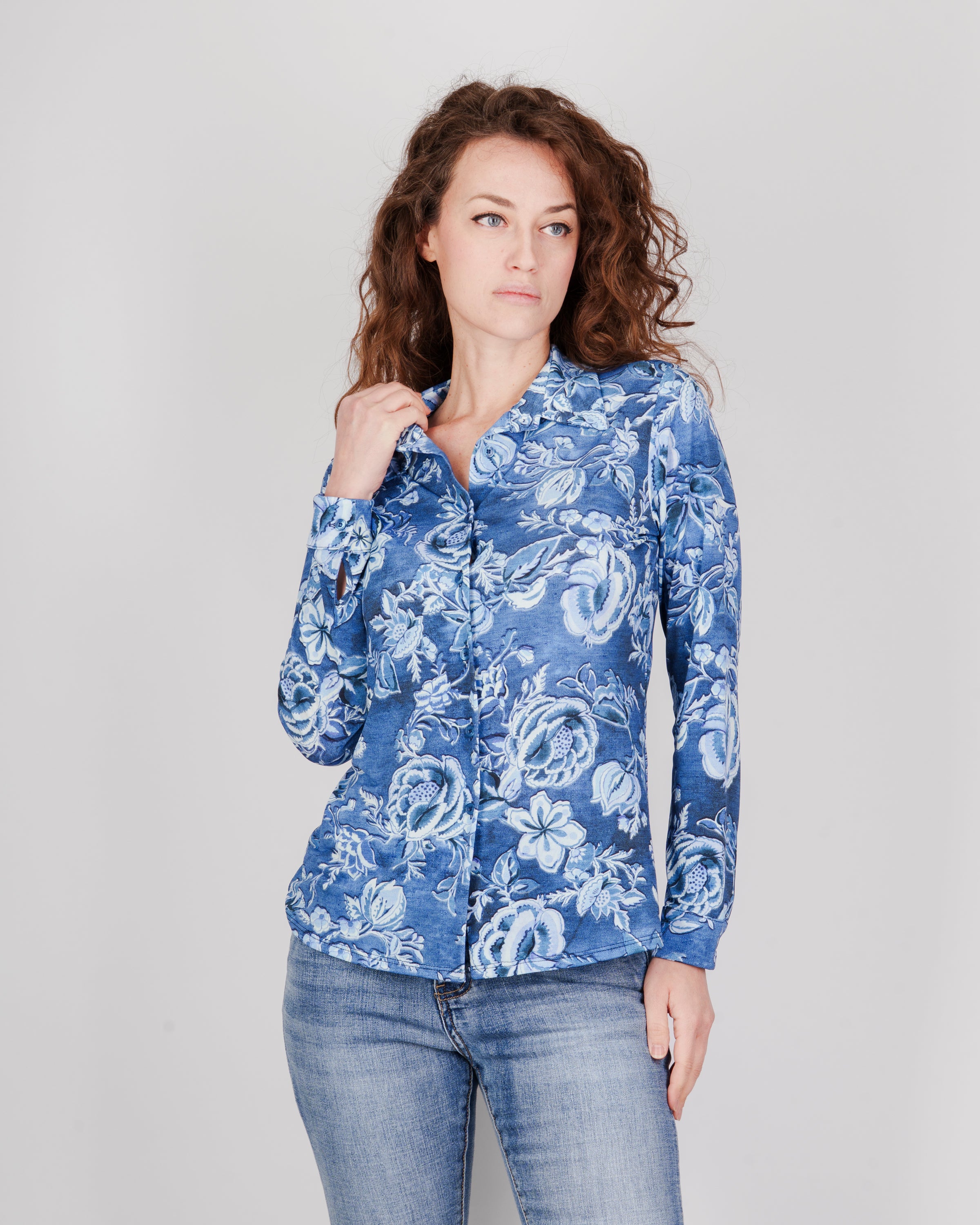 Camicia in Jersey COTONELLA BLU
