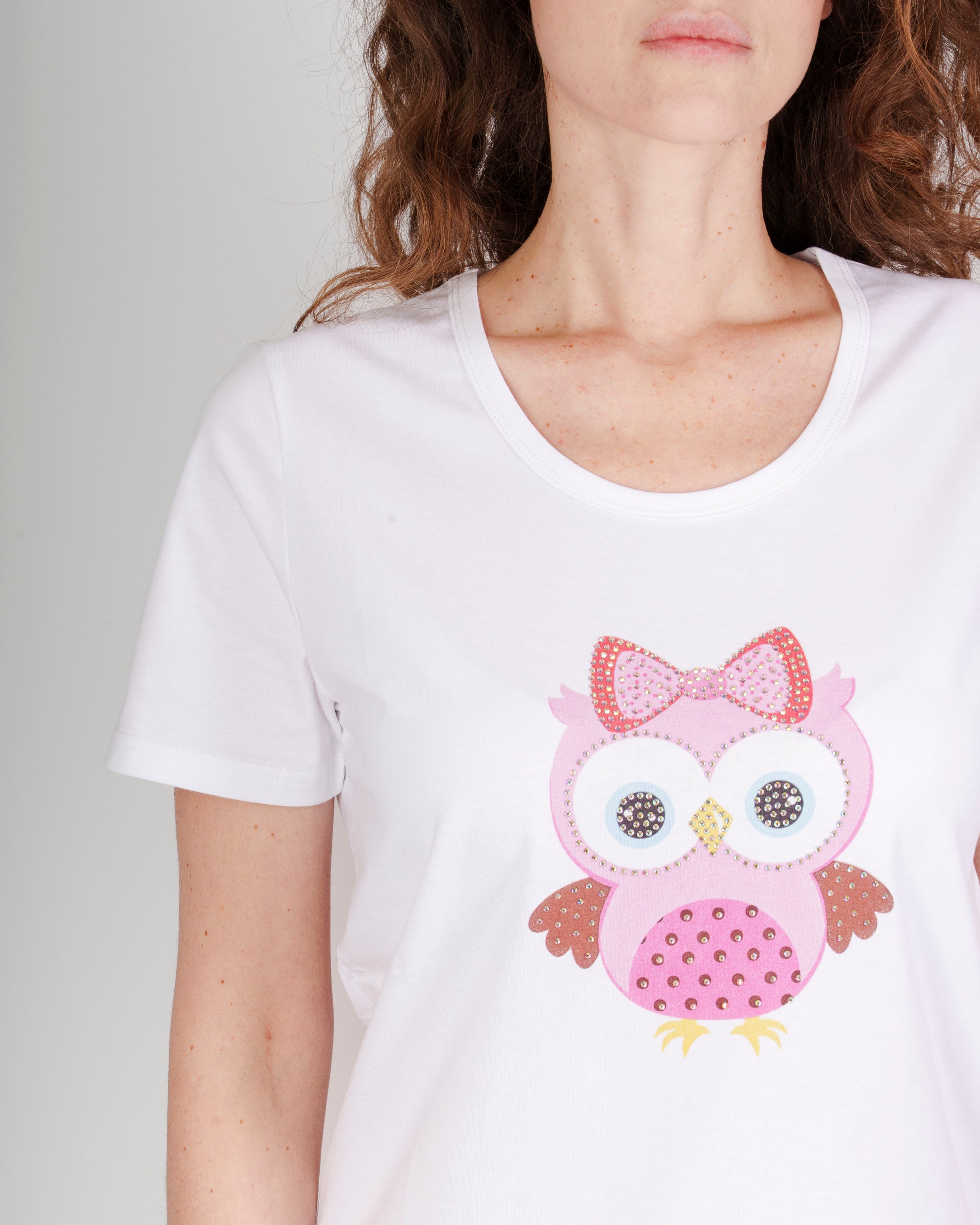 Maglia scollo Madonna stampa gufo 5511