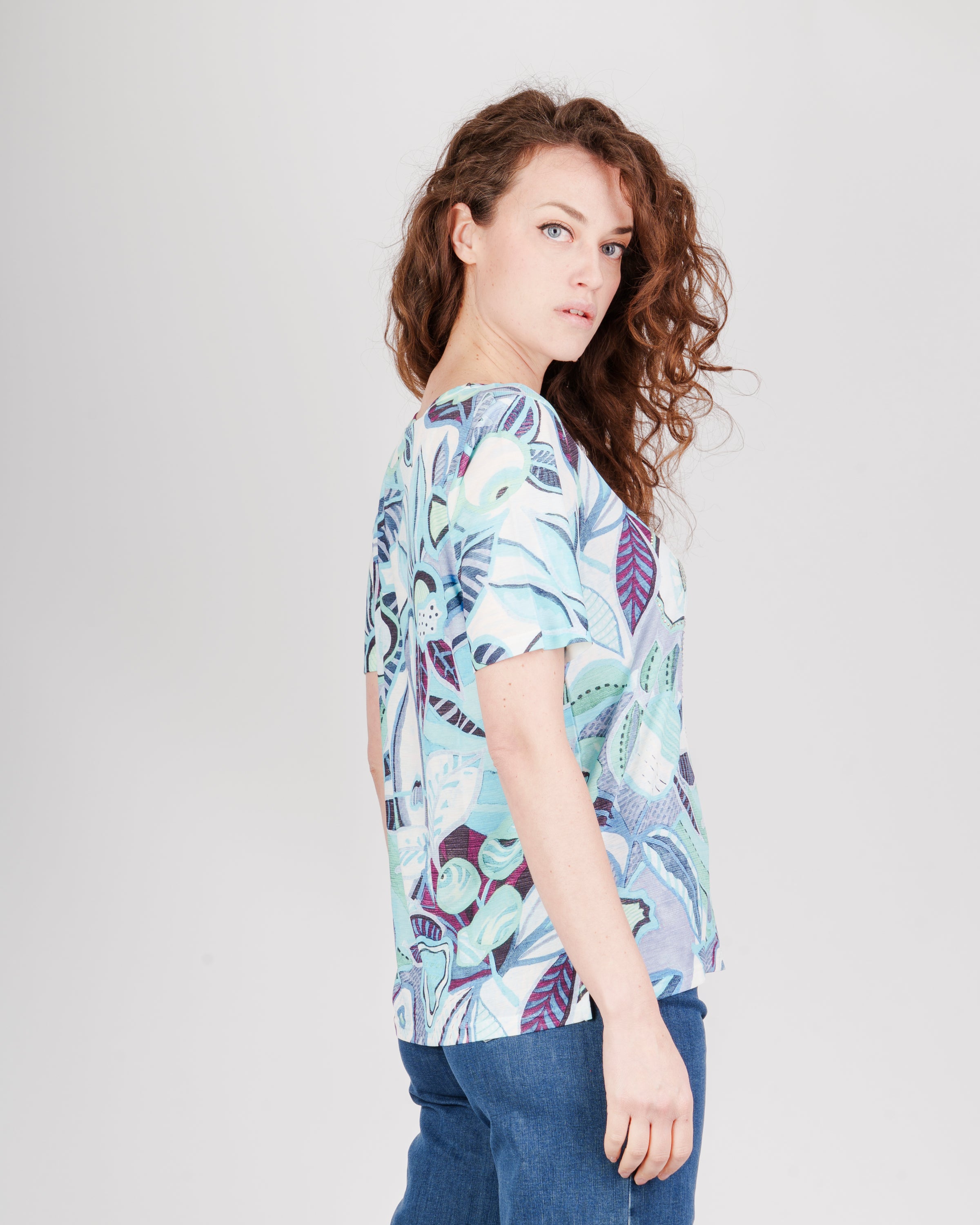 Maglia scollo Madonna disegno foglie 8142