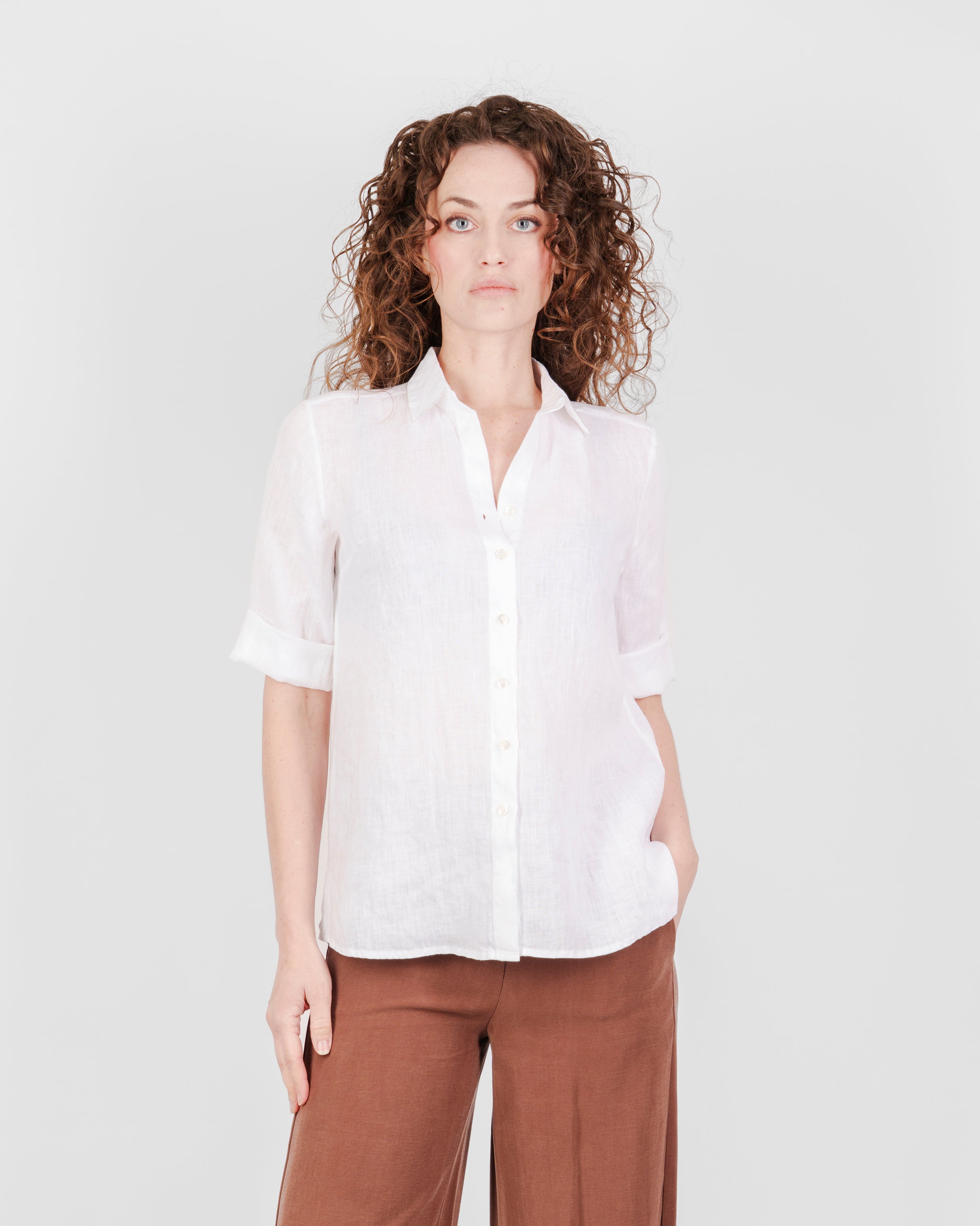 Camicia in puro lino bordo catenella 26-03