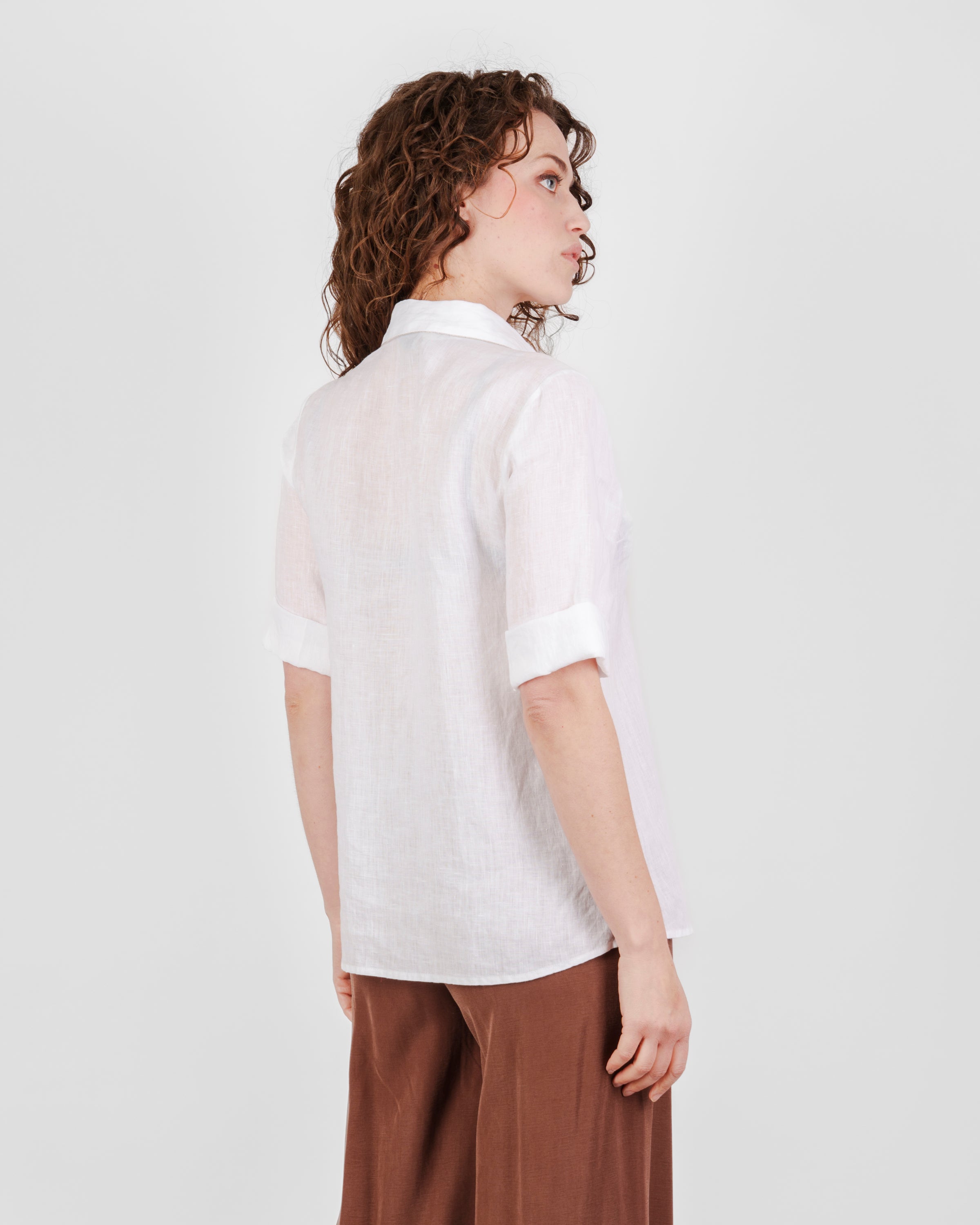 Camicia in puro lino bordo catenella 26-03