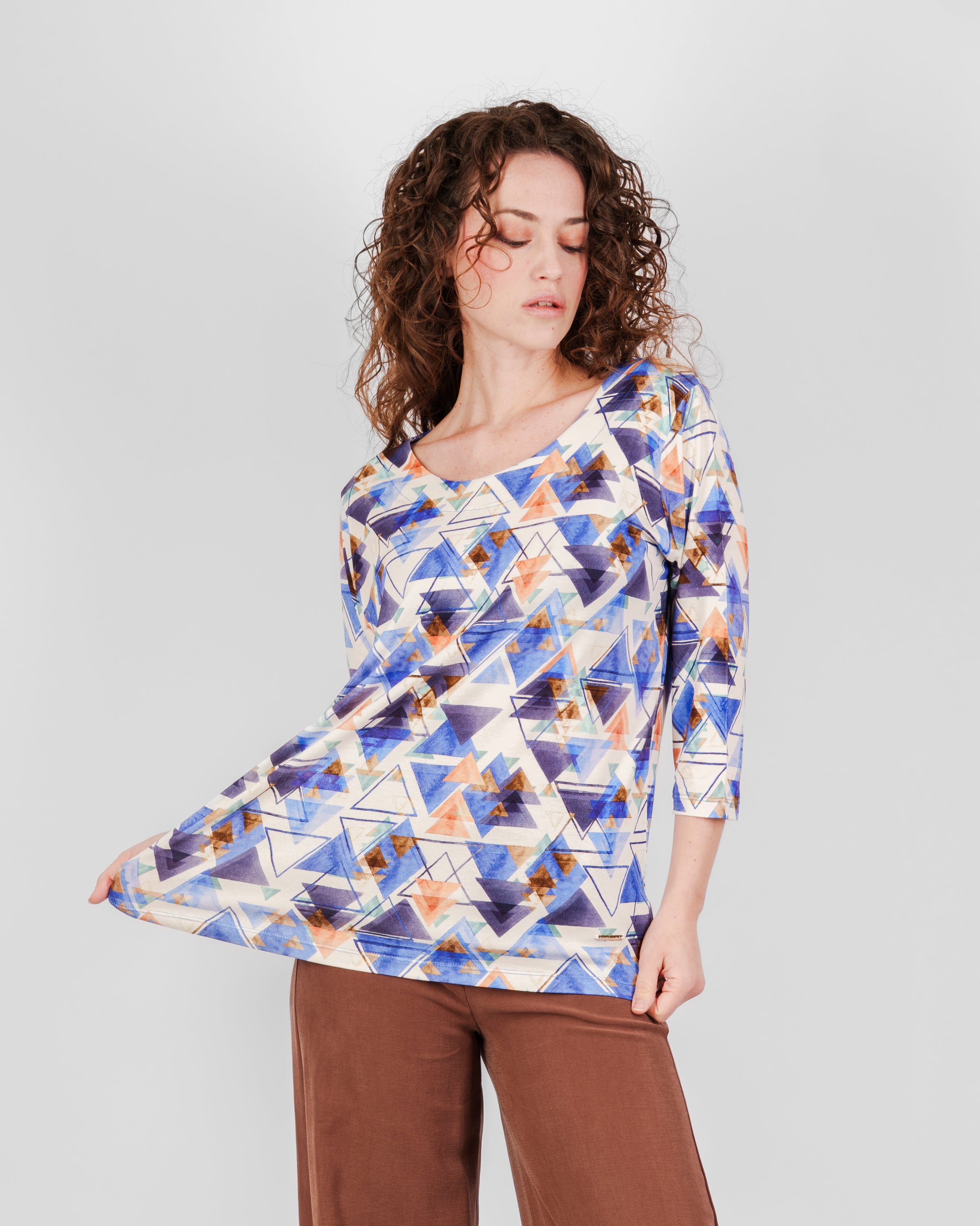 Maglia in viscosa fantasia OVER 3/4