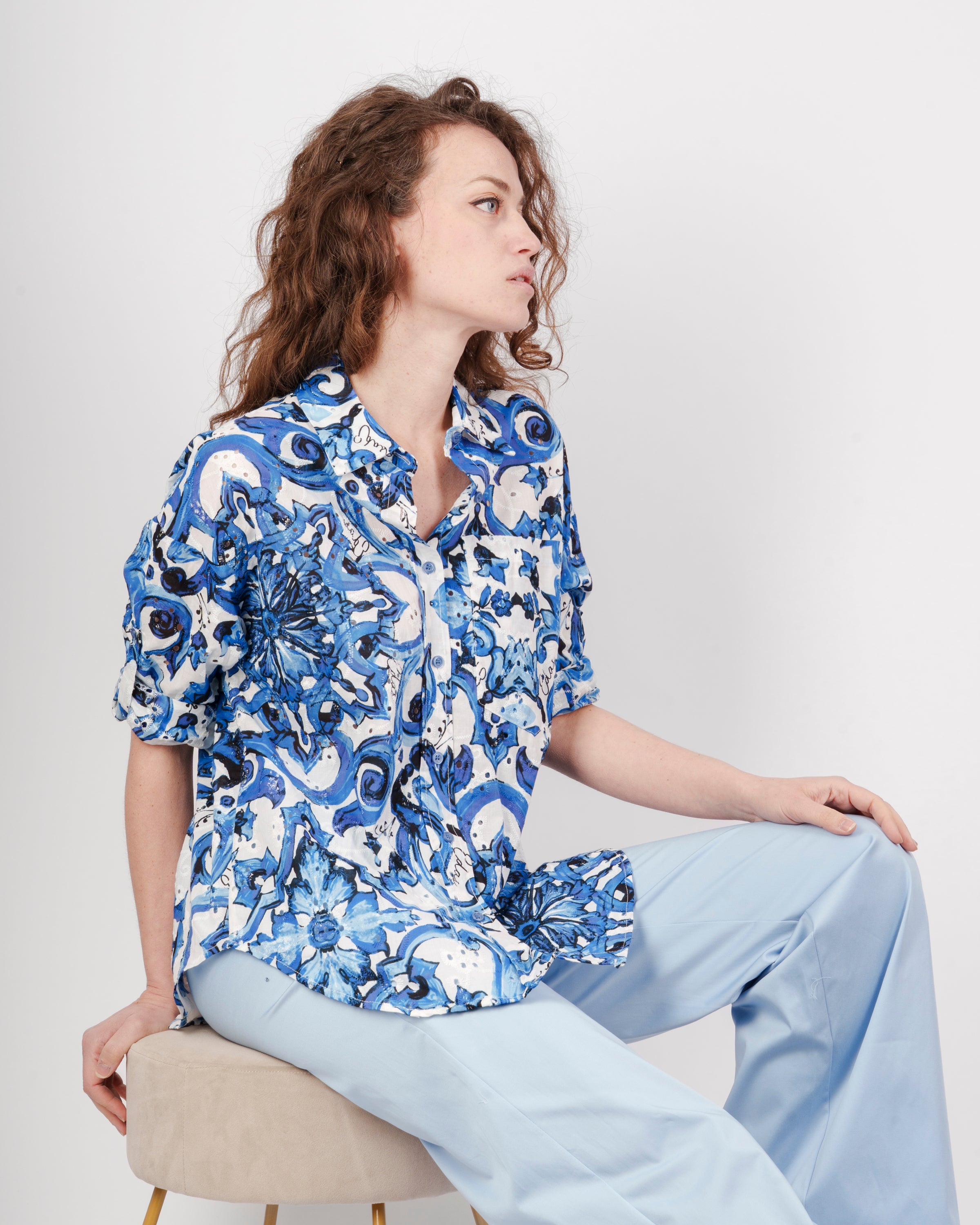 Camicia sangallo stampa maiolica SURETTA