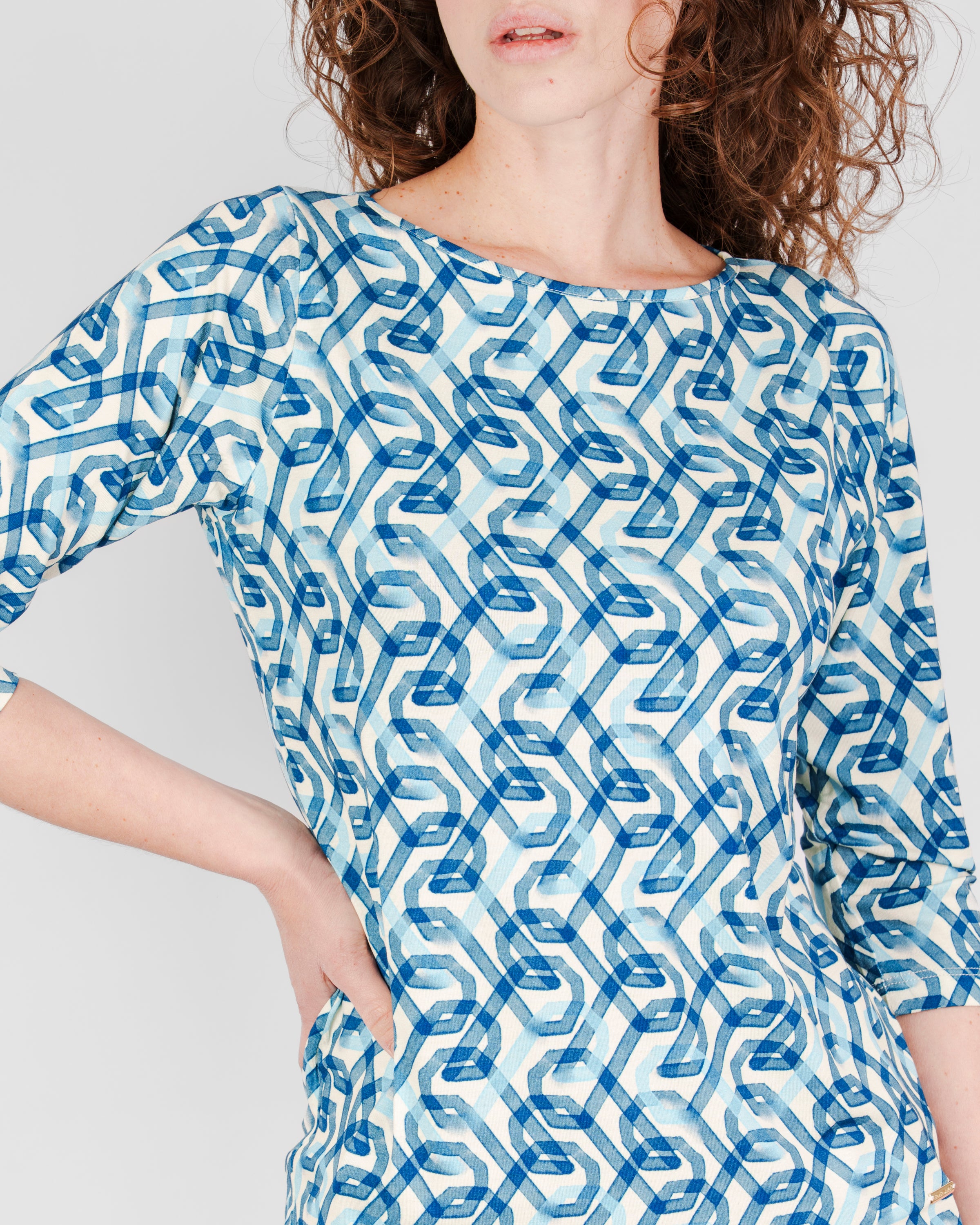 Maglia 3/4 in viscosa scollo barchetta 73048