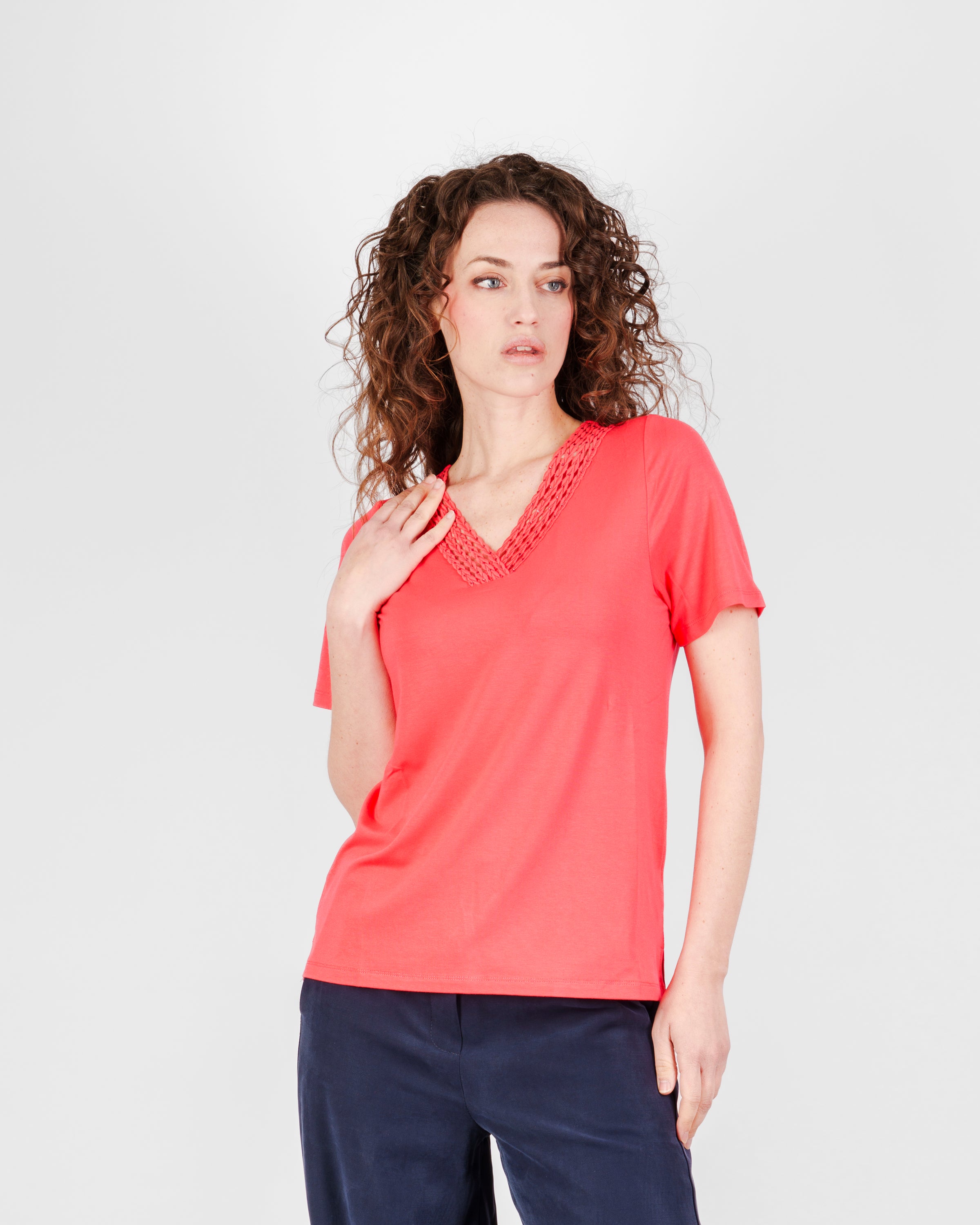 Maglia scollo V passamaneria 8121