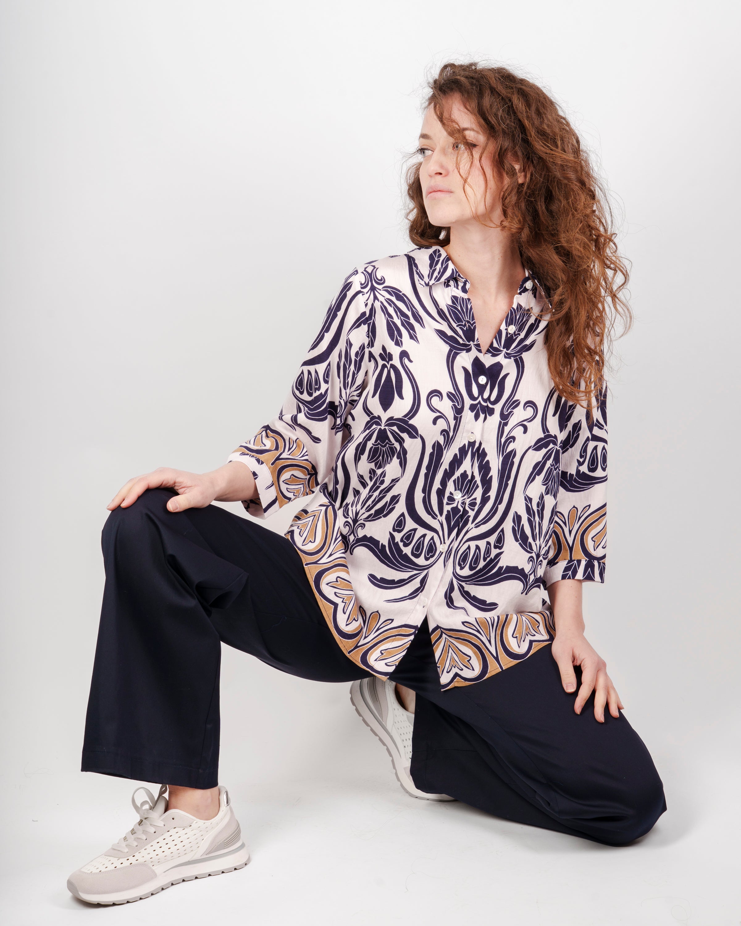 Camicia manica 3/4 fantasia damascata 5570