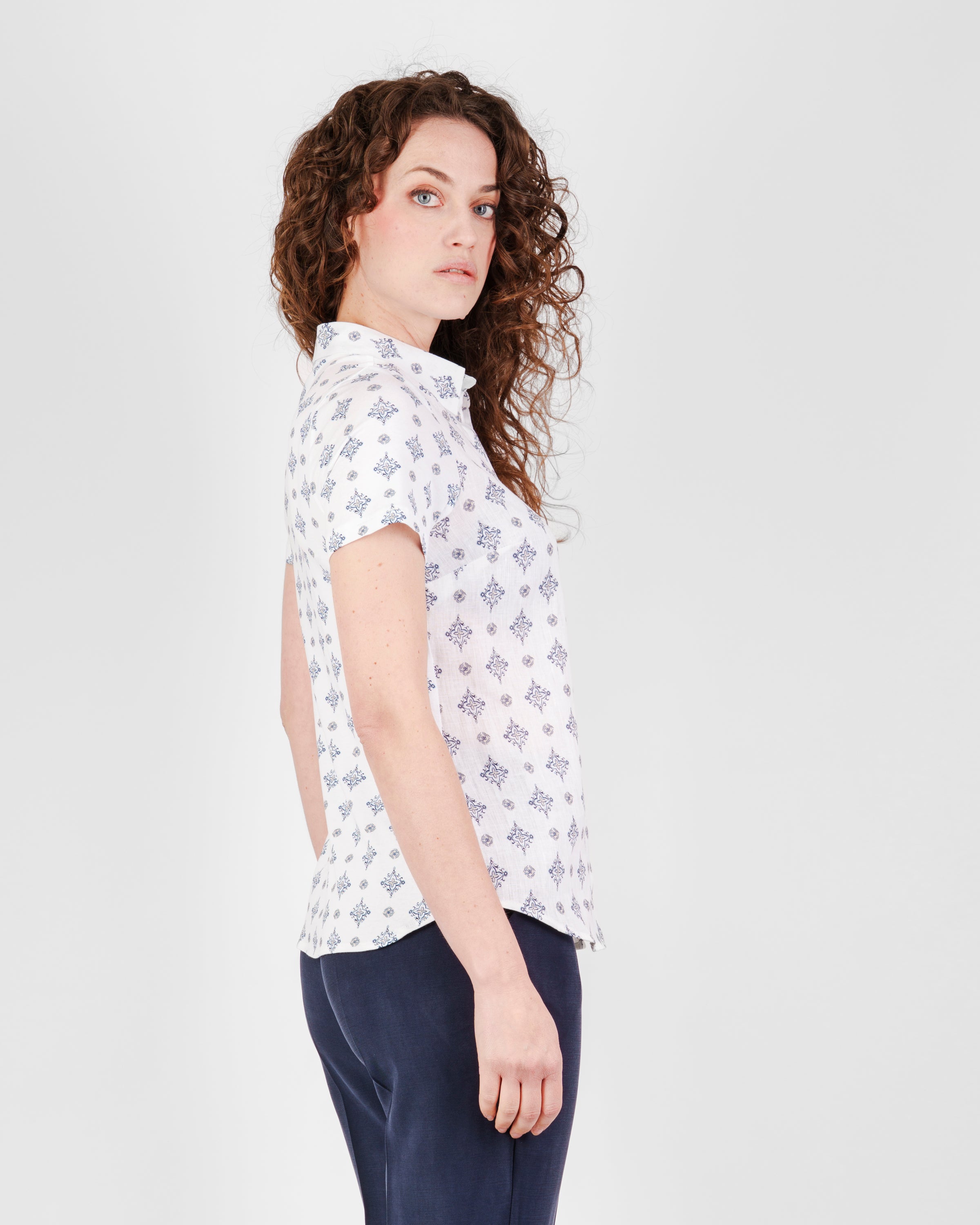 Camicia in lino micro stampa 26-36