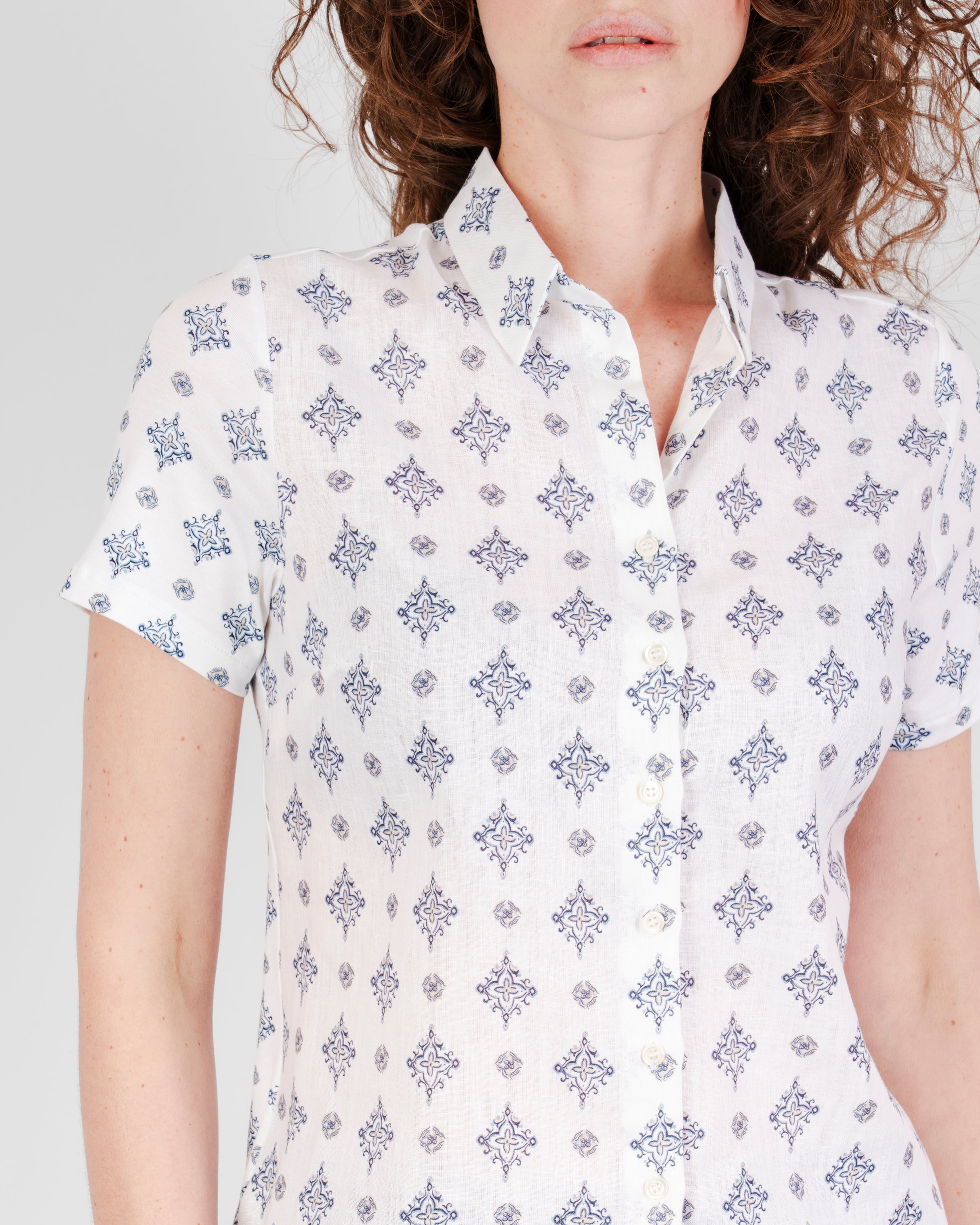 Camicia in lino micro stampa 26-36