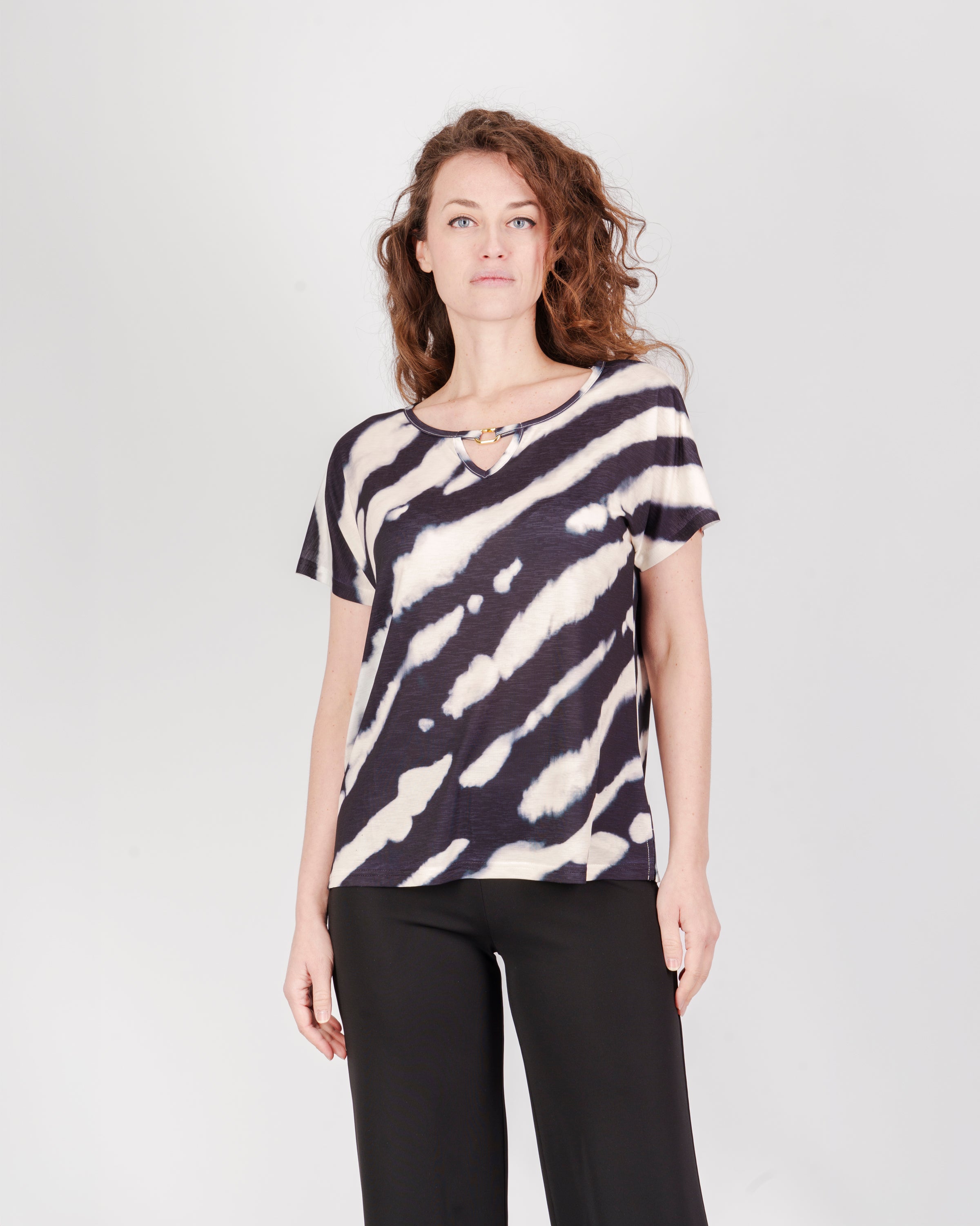 Maglia scollo barchetta stampa Tie Die 8145