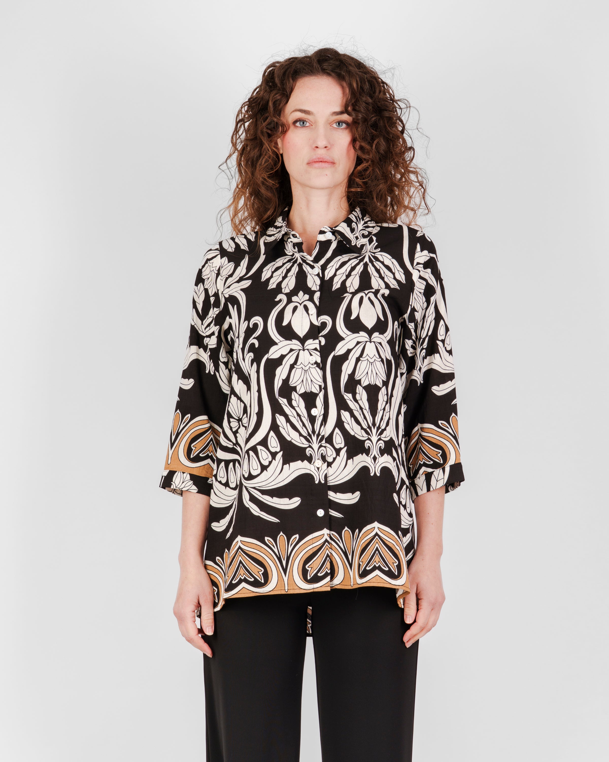 Camicia manica 3/4 fantasia damascata 5570